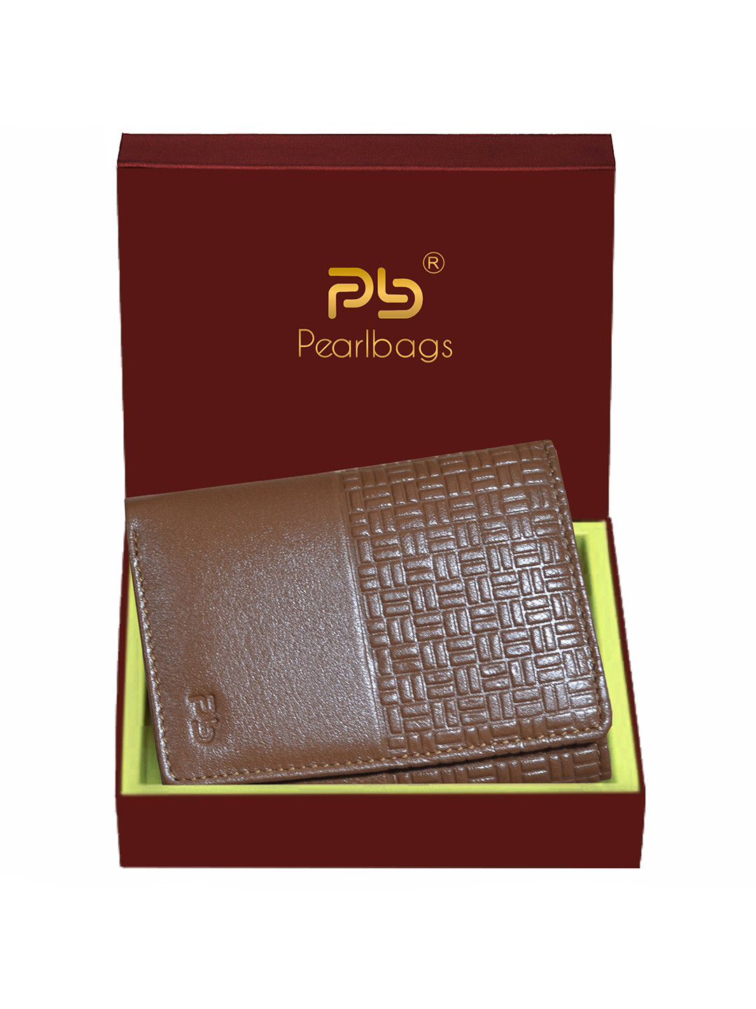 PB Pearlbags Men Genuine Leather Tri- Fold 8 Card Slots Wallet