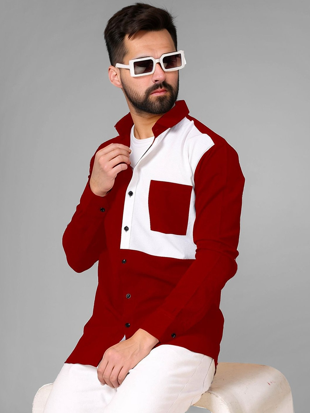 SZN Men Colourblocked Polyester Casual Shirt