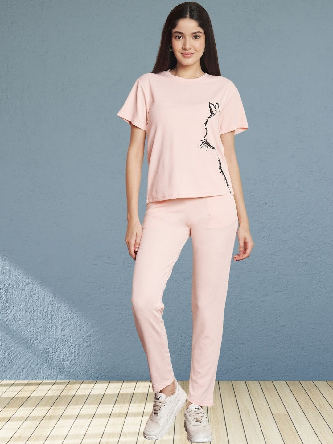 Moda Rapido Women Cat Sketch Printed Tracksuit