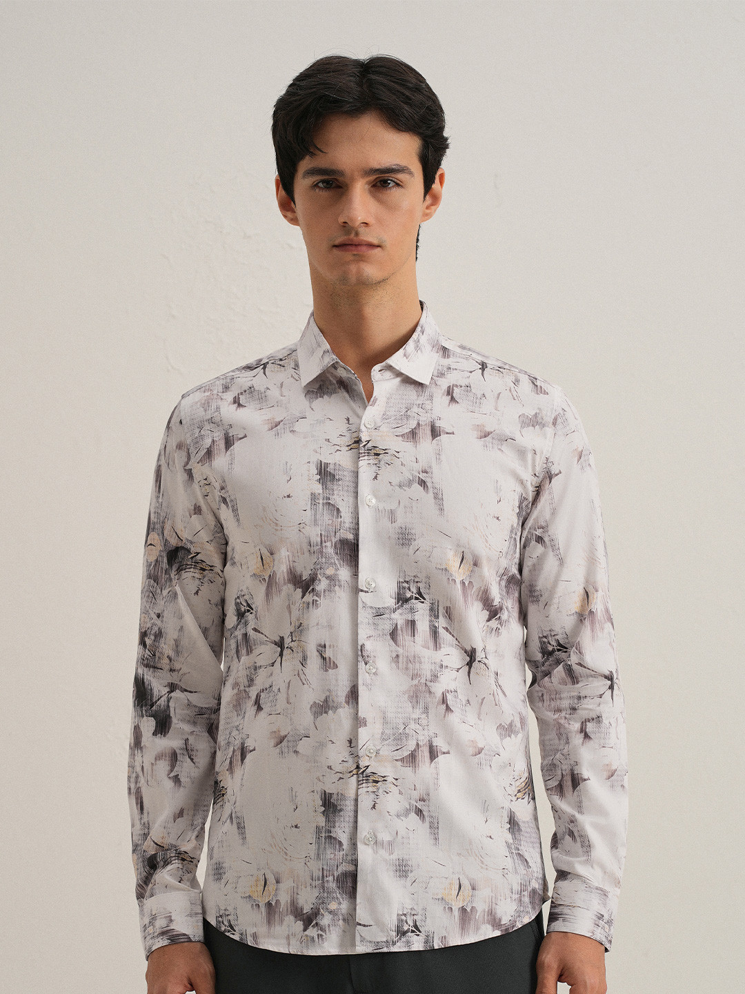 Banana Club Chaos Flower Printed Classic Slim Fit Shirt