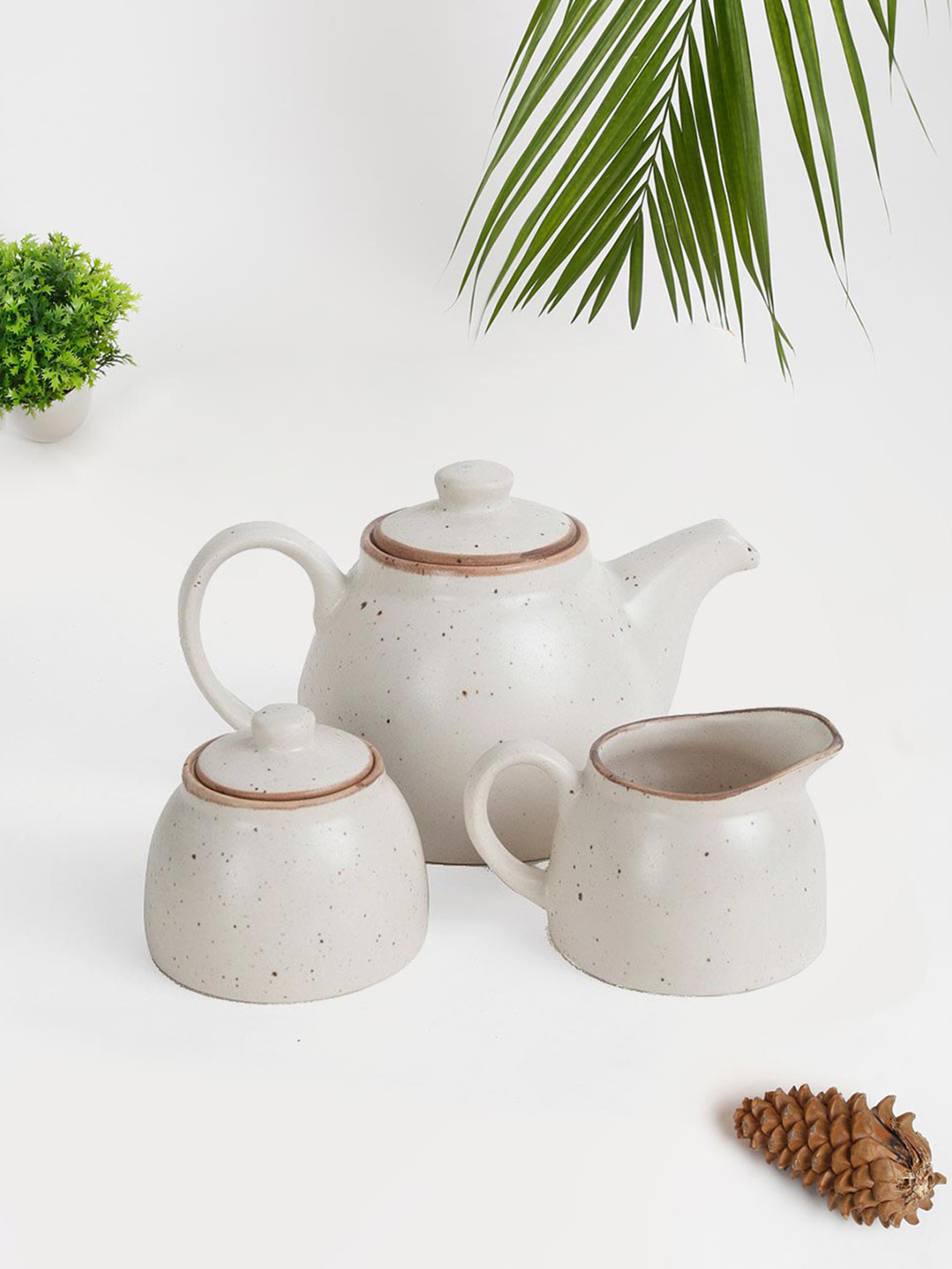 Fabindia Set Of 3 Natural Kadir Glazed Ceramic Beverage Set