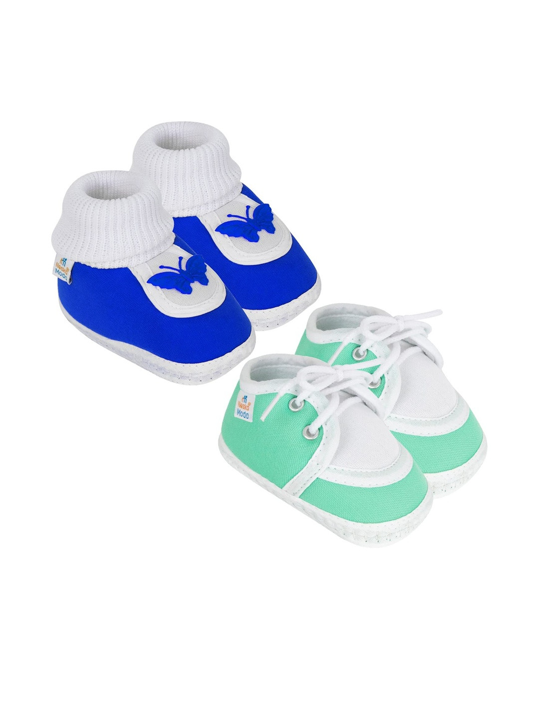 NESKA MODA Kids-Unisex Sea Green Cotton Booties