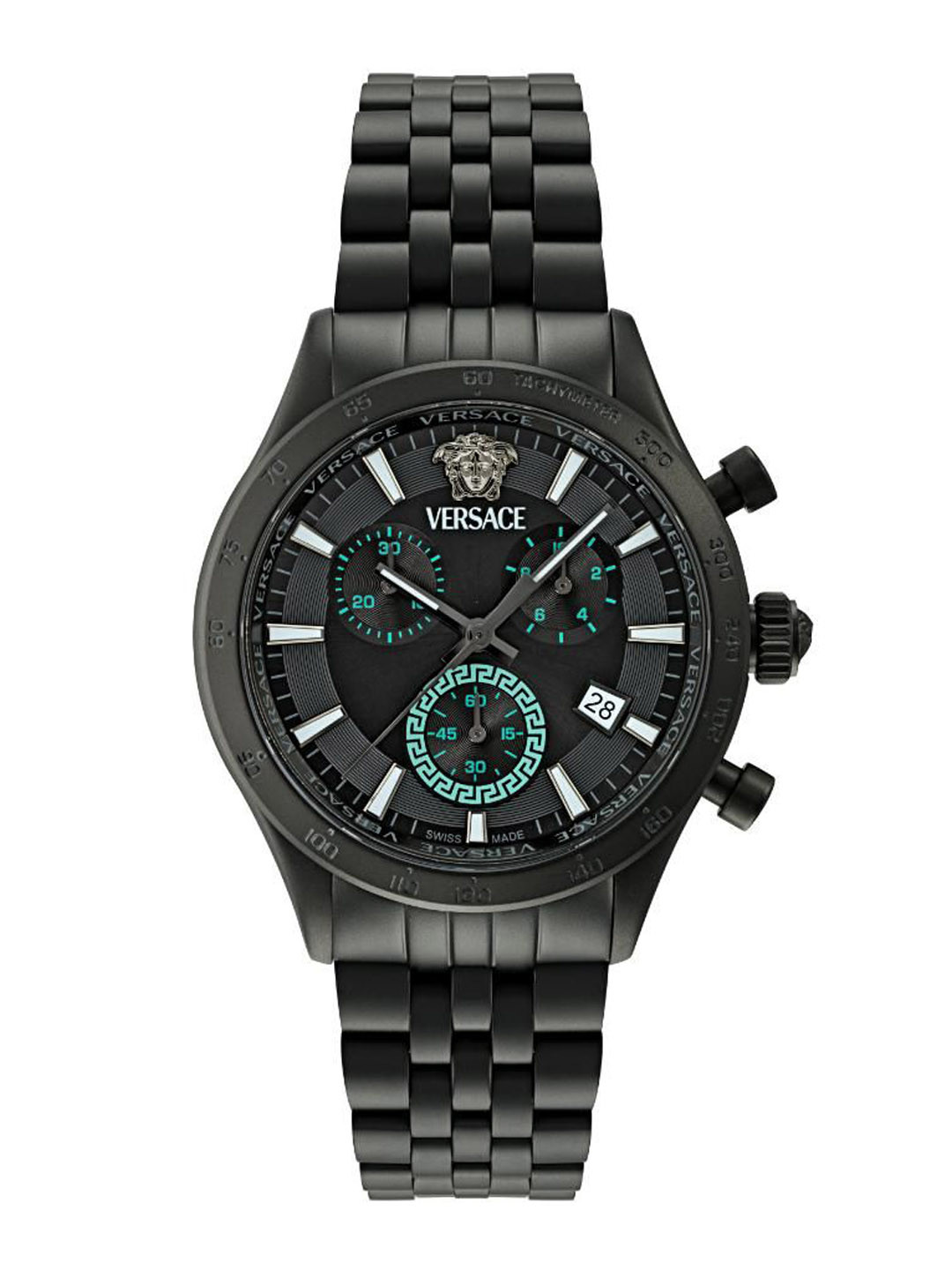 Versace Helleny Men Textured Brass Dial & Bracelet Style Straps Analogue Watch VECFA0624