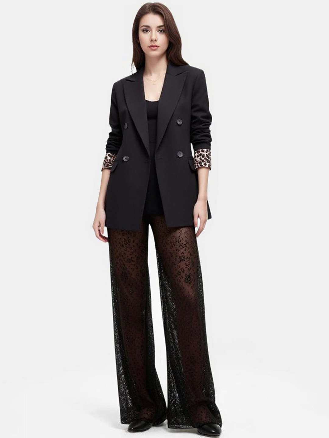 all about you Self Design Notched Lapel Single-Breasted Causal Blazers