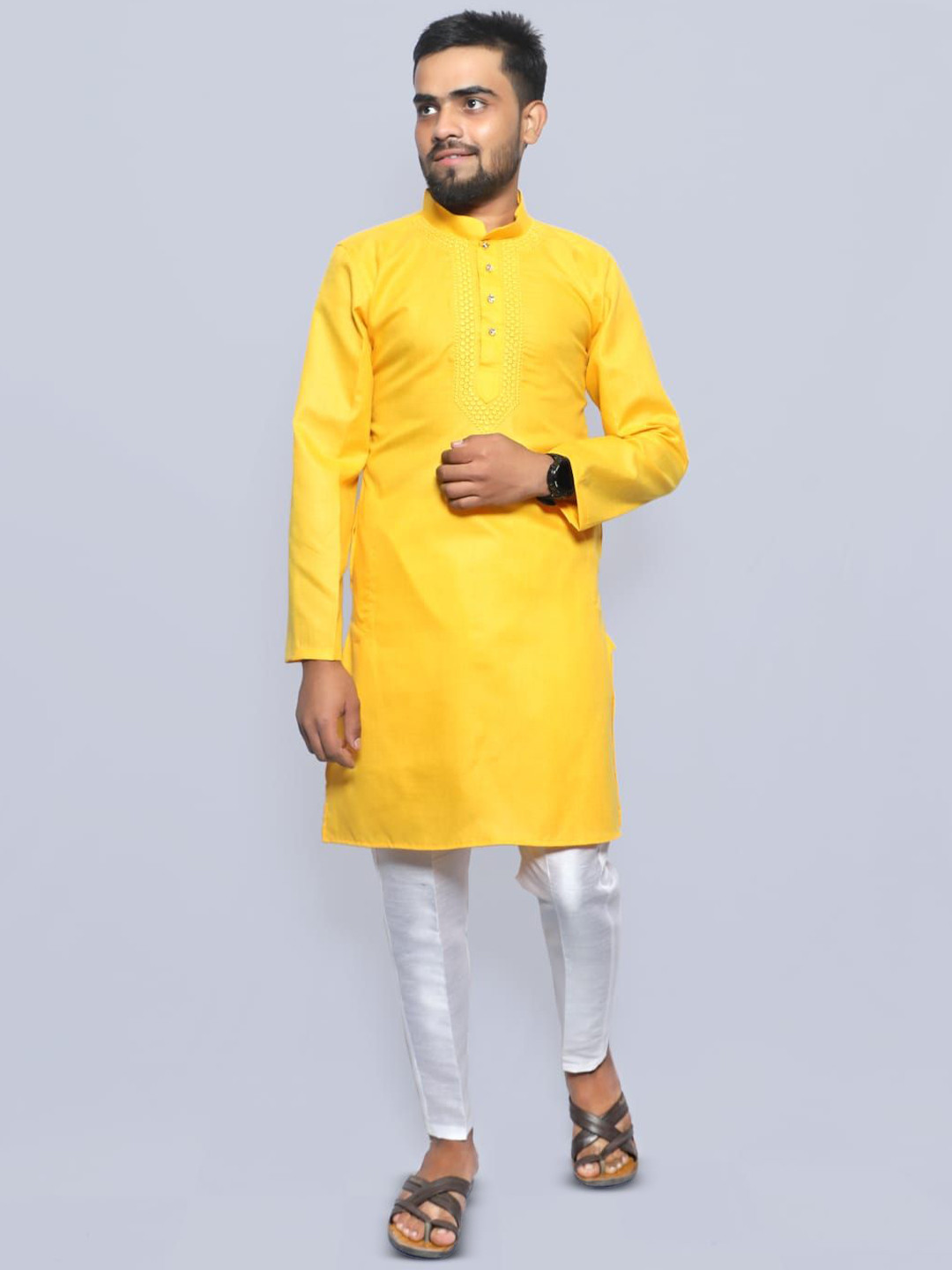 Wallaby Men Embroidered Chikankari Straight Kurta