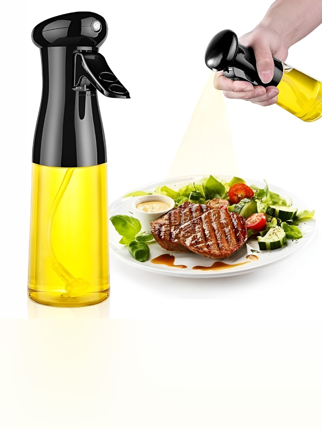 Virtuous Transparent And Black Glass Easy To Clean Oil Dispenser