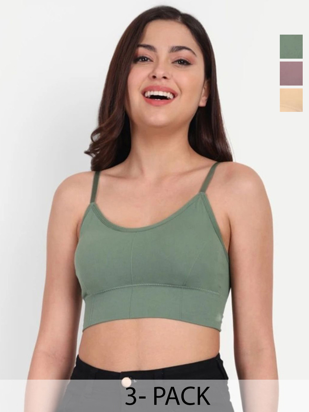 THE FASHION STORE JRD Pack Of 3 Full Coverage Lightly Padded Bralette Bra