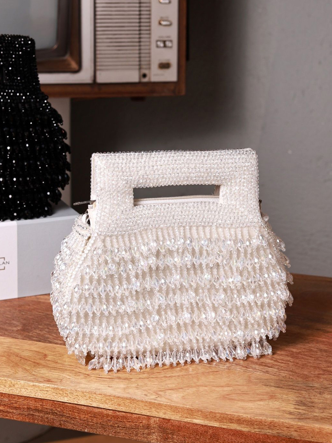 THE TAN CLAN Embroidered Suede Box Clutch