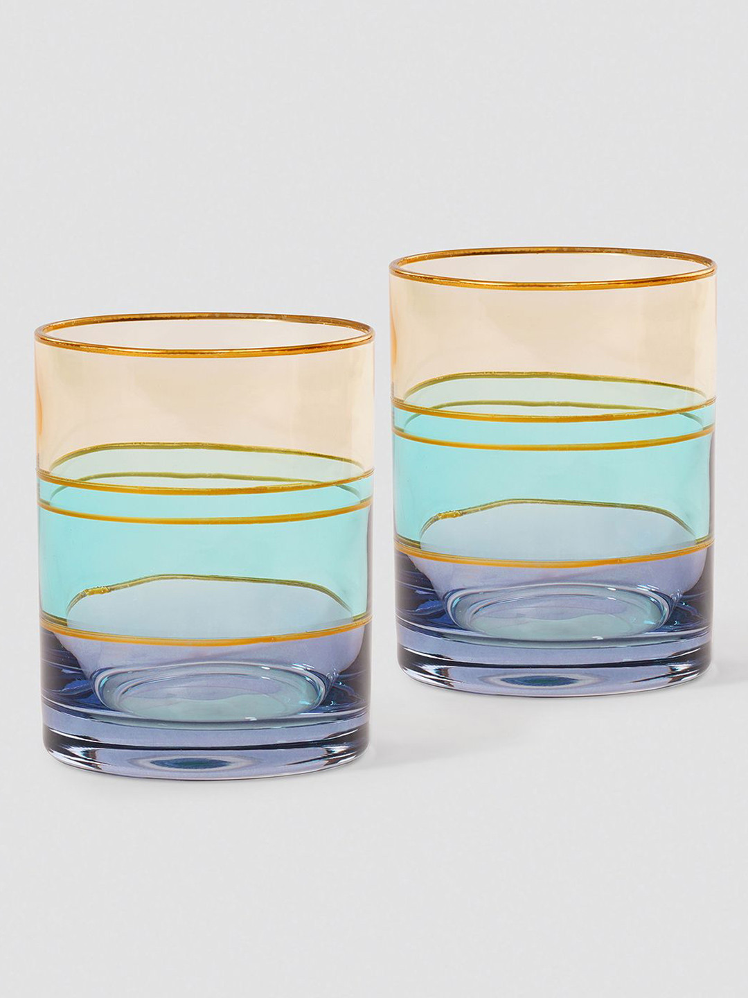 Pure Home and Living Blue & Turquoise Blue 2 Pieces Drinking Glasses 320ml