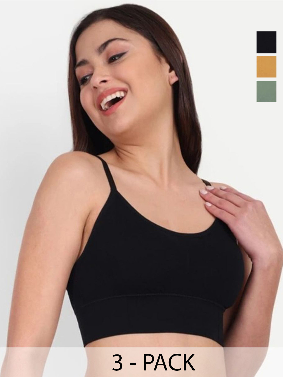 MS.TRADERS.786 Pack Of 3 Full Coverage Lightly Padded Sports Bralette Bras