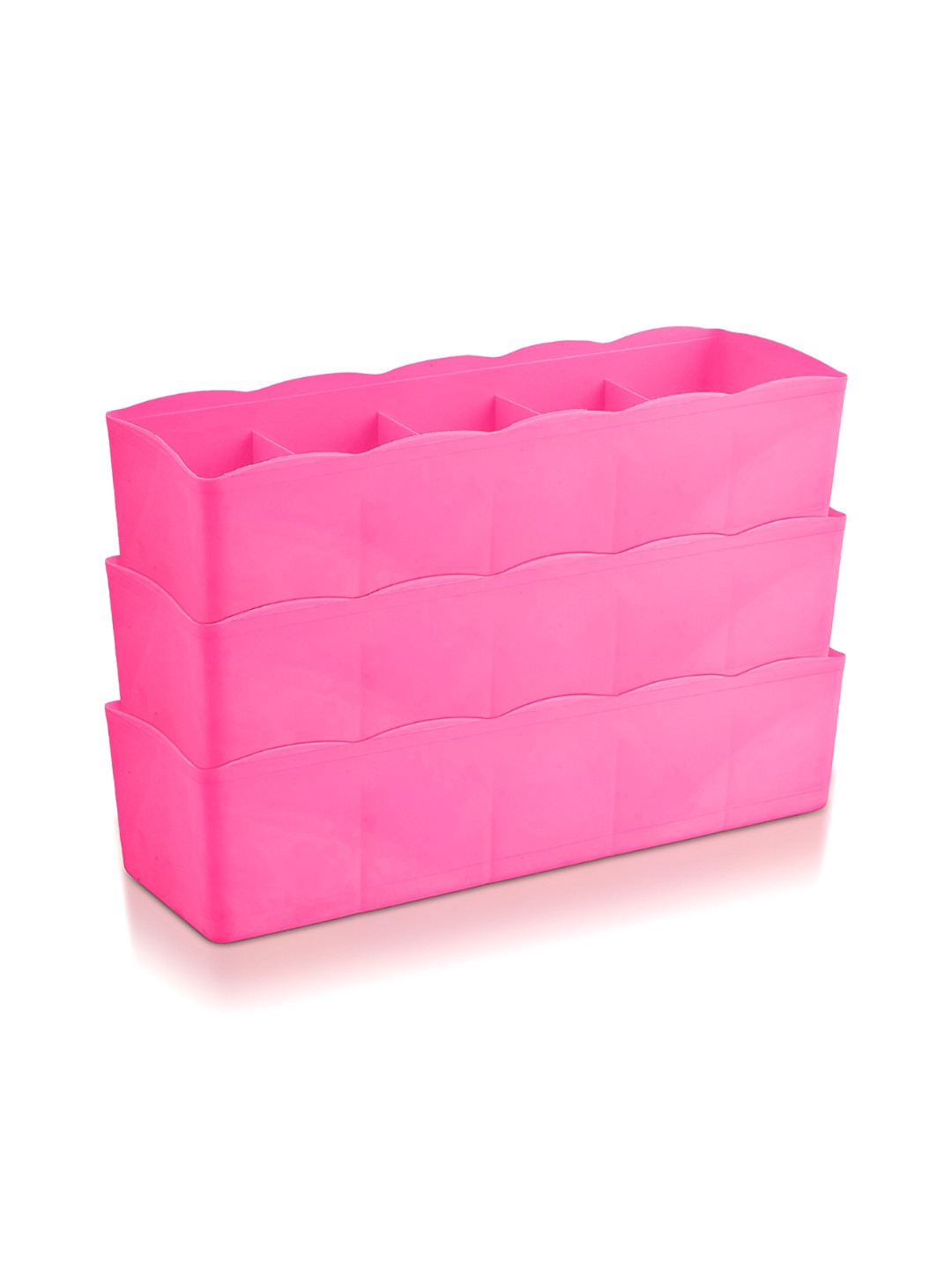 Aura Pink 3 Pieces 5 Grid Drawer Organisers