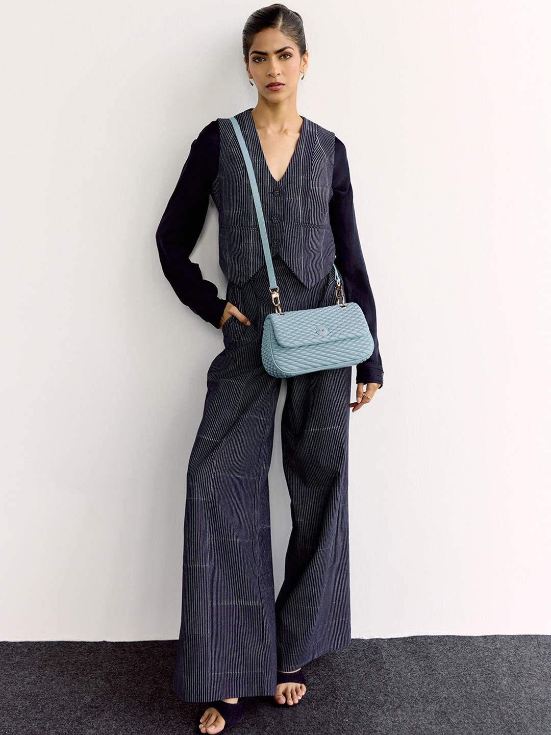 Hie Women Celeste Quilted Solid Crossbody Sling Bag