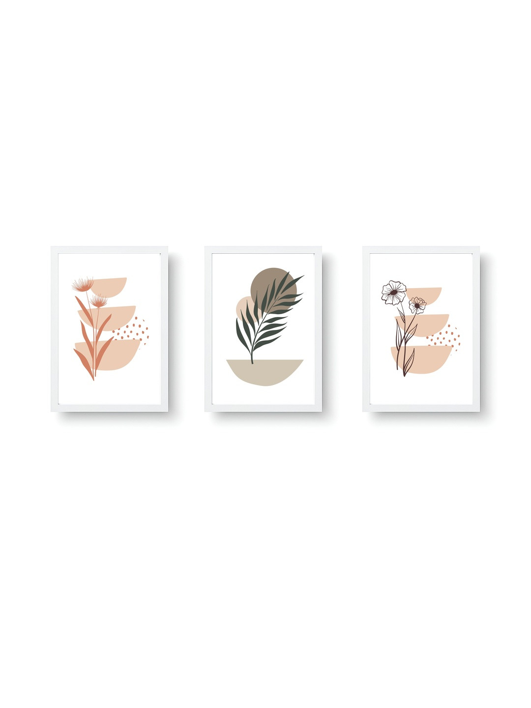 Aisha Decorz Multicoloured Set of 3 Piece Canvas Floral and Botanical Wall Paintings