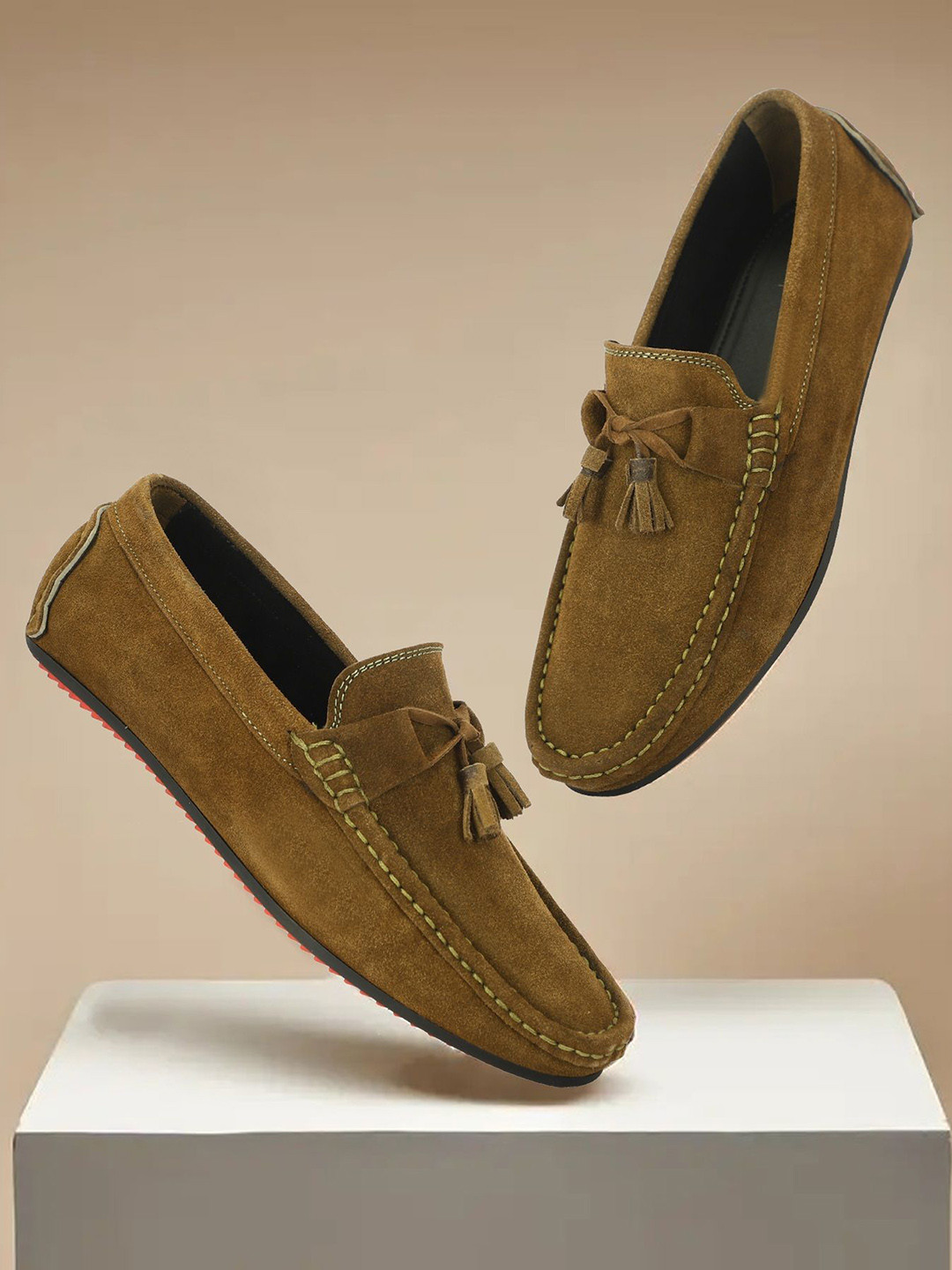 PSSHOES Men Suede Slip-On Round Toe Loafers
