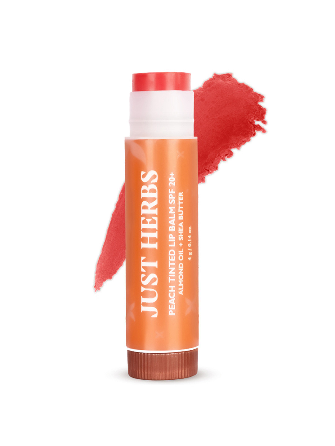 Just Herbs SPF 20+ Peach Tinted Lip Balm with Almond Oil & Shea Butter - 4g