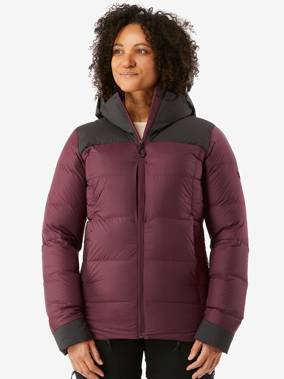 Decathlon FORCLAZ Women Maroon Warm Padded Jacket With Hood Upto -20 deg C