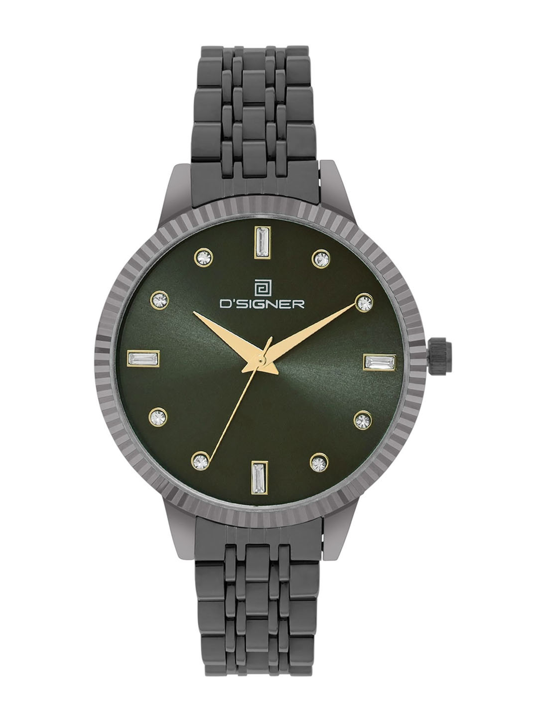 D'SIGNER Butterfly Clasp Women Stainless Steel Bracelet Style Analogue Watch 853GNM.8L