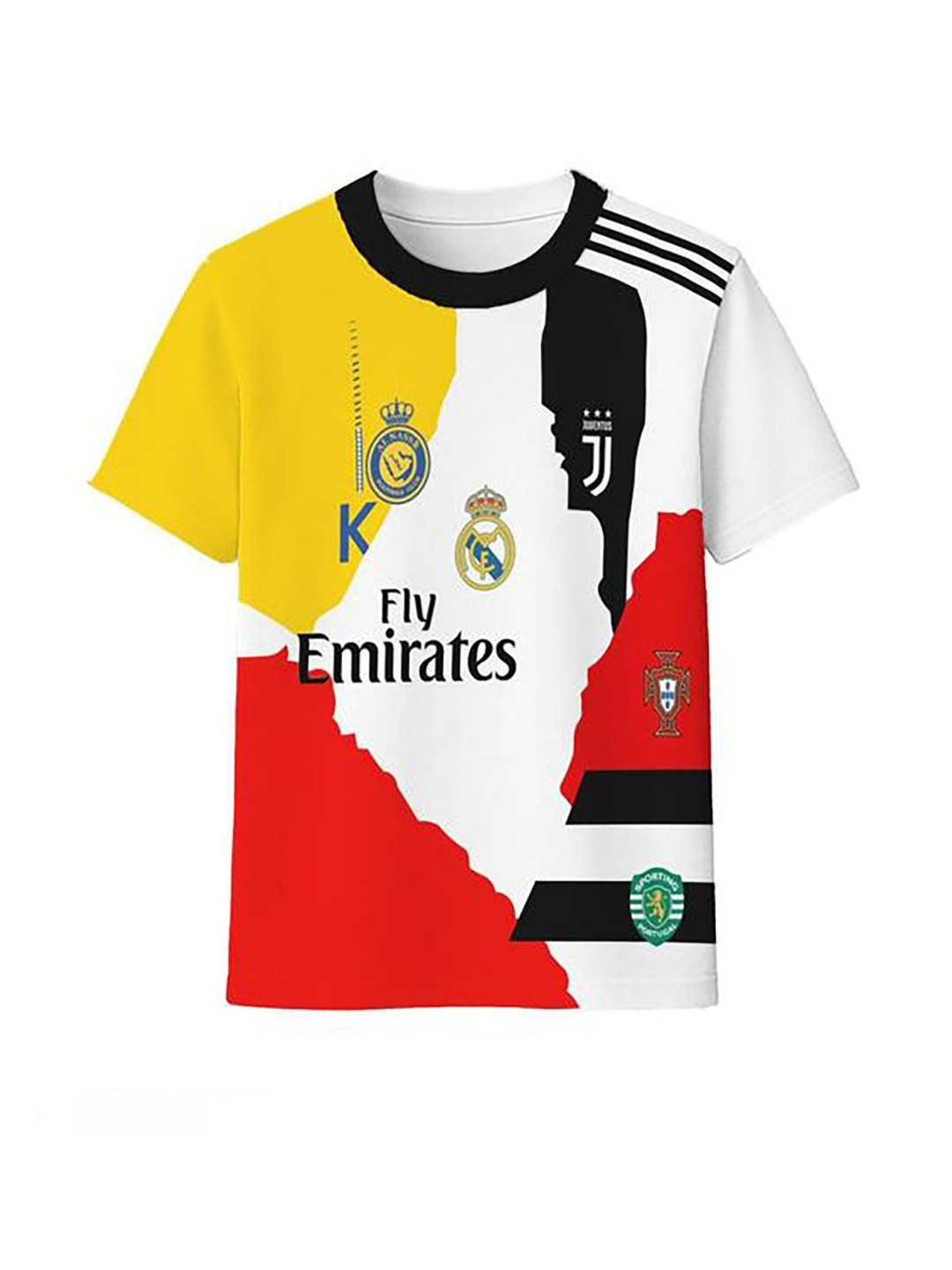 dostitch Boys White & Yellow Graphic Printed Round Neck Dri-FIT Polyester T-shirt