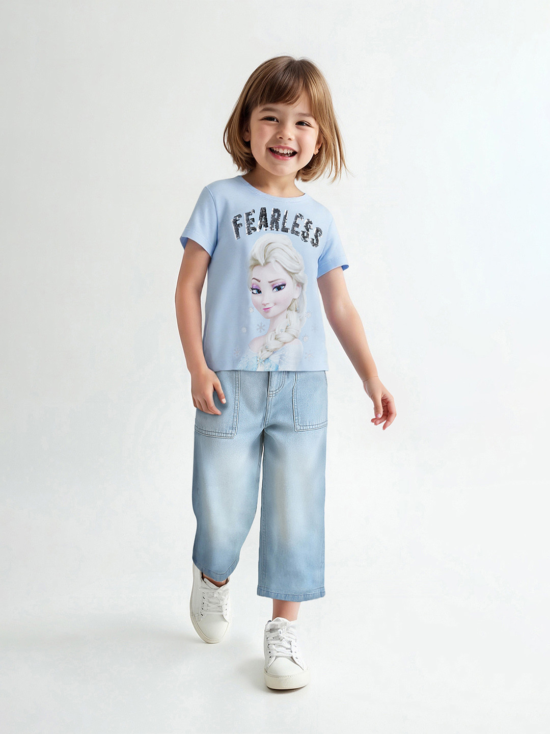 max Girls Disney Princess Graphic Printed Round Neck Pure Cotton T-shirt