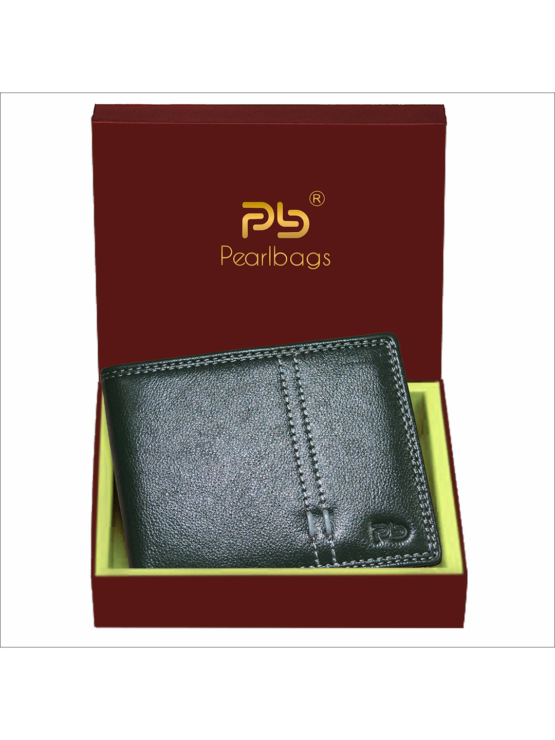 PB Pearlbags Men Genuine Leather Bi- Fold 3 Card Slots Wallet