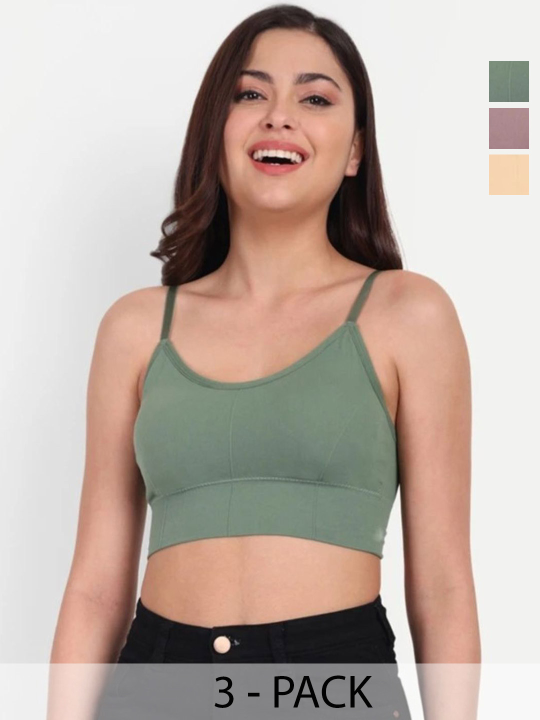 JOMPARIS Pack Of 3 Bralette Lightly Padded All Day Comfort Dry Fit Full Coverage Bras