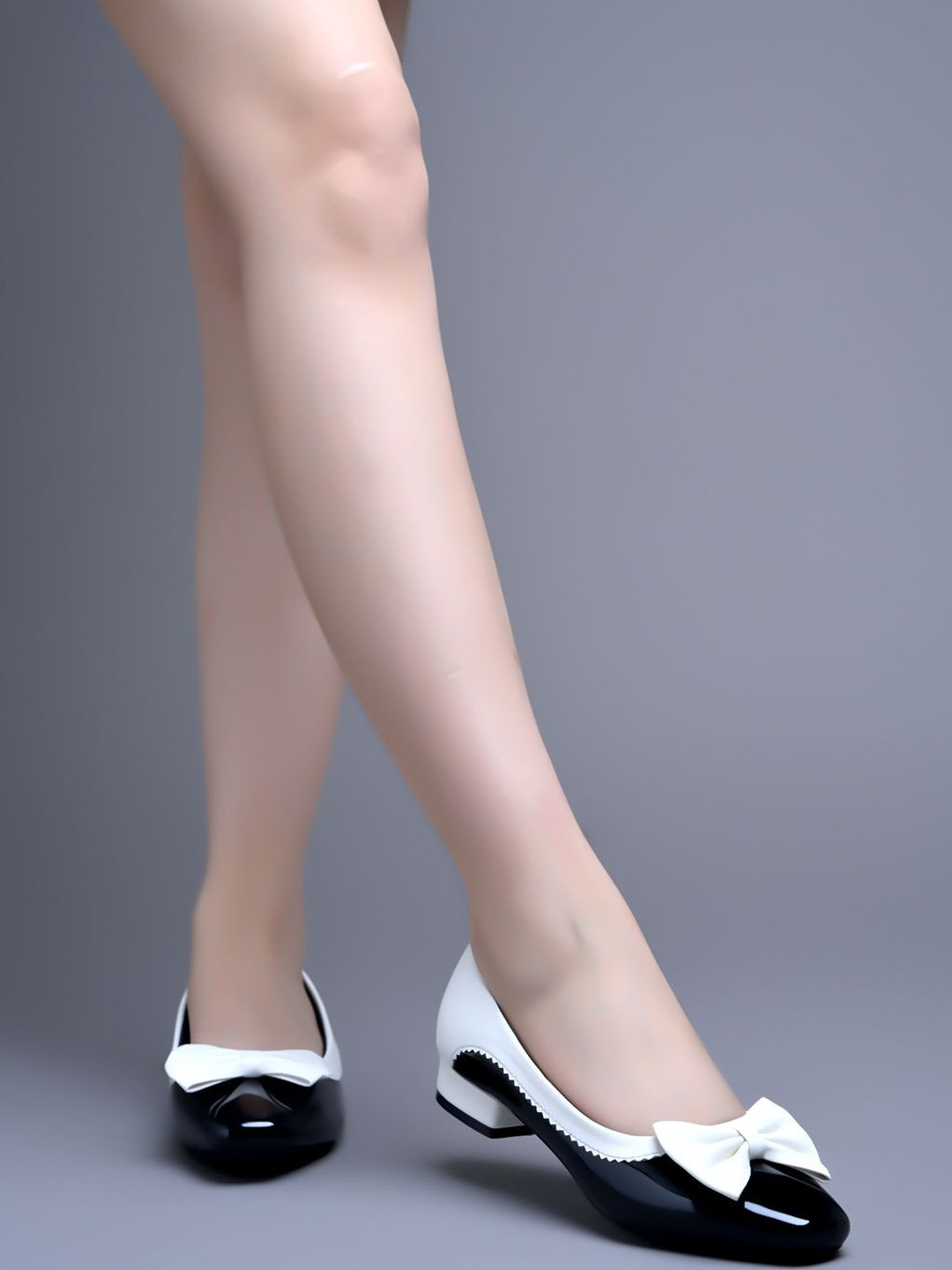 Stylestry Women Black Synthetic Leather Pointed Toe With Front Bow Solid Mary Janes