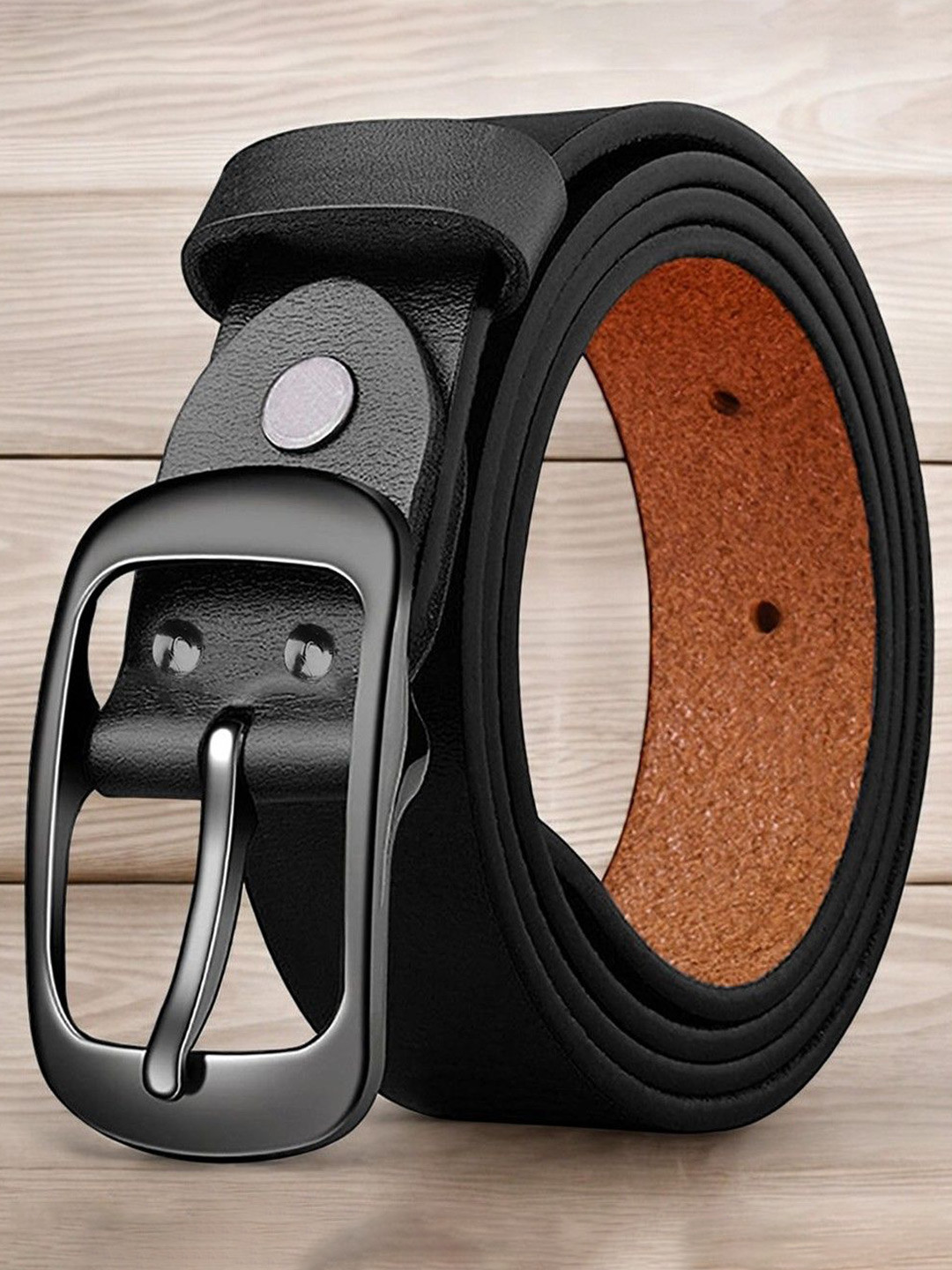 HENEDA Men Textured Leather Formal Belt