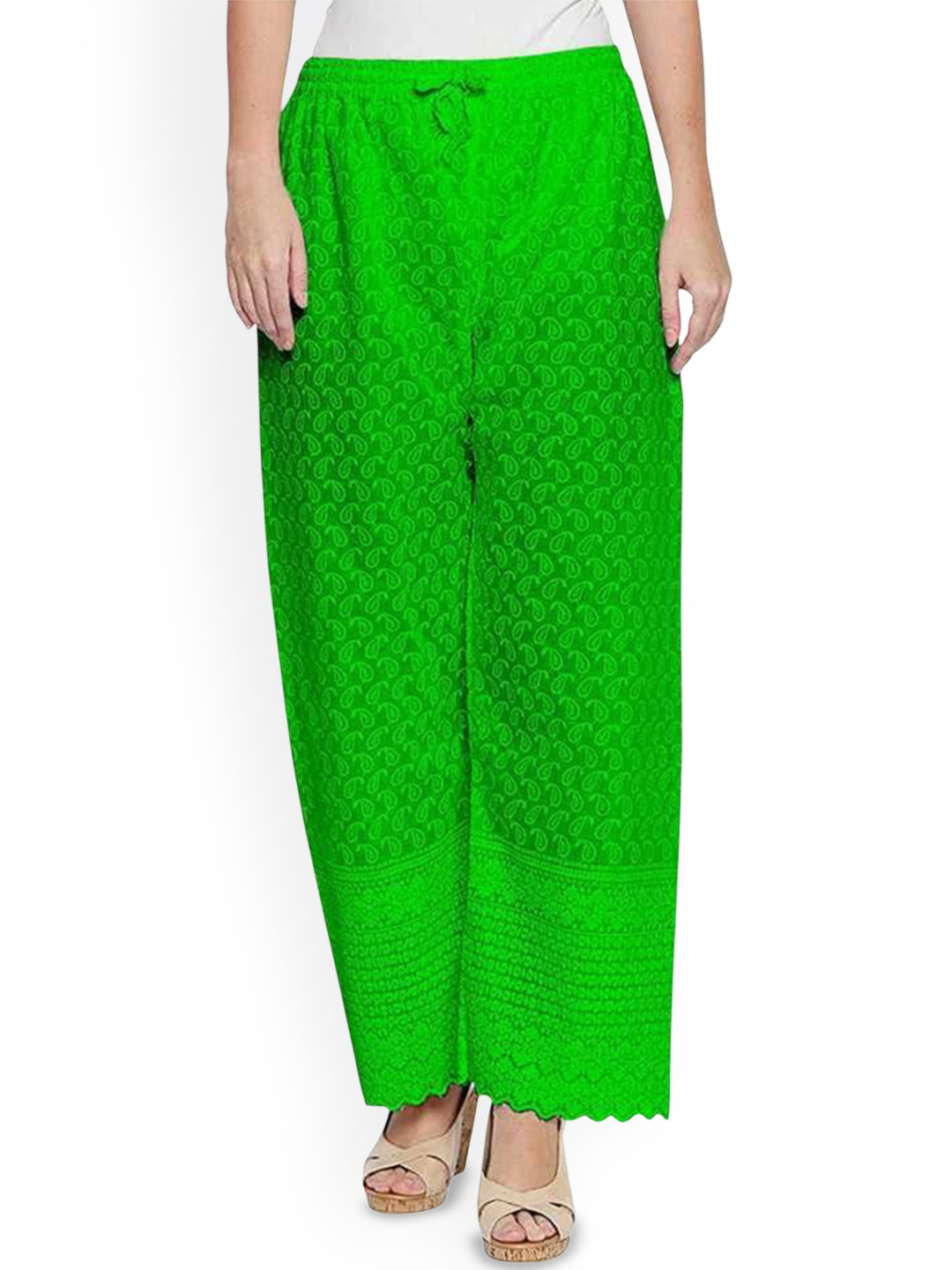 MIXFIT Women Paisley Self Design Wide Leg Palazzos