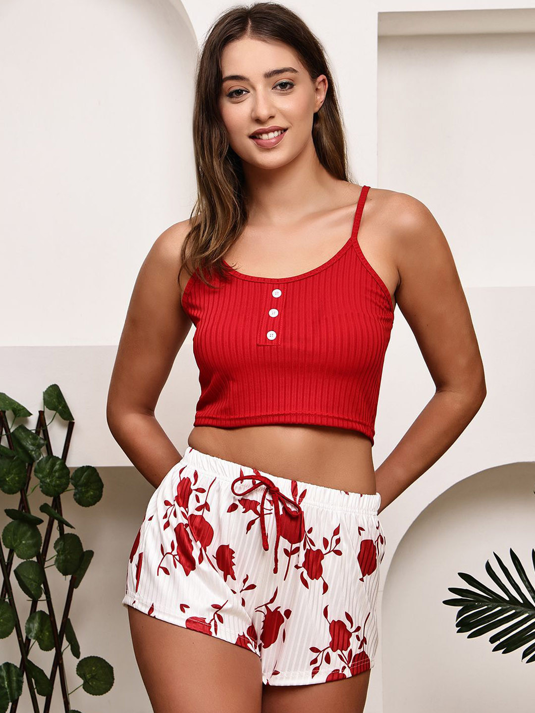 Quttos Shoulder Straps Cami With Shorts