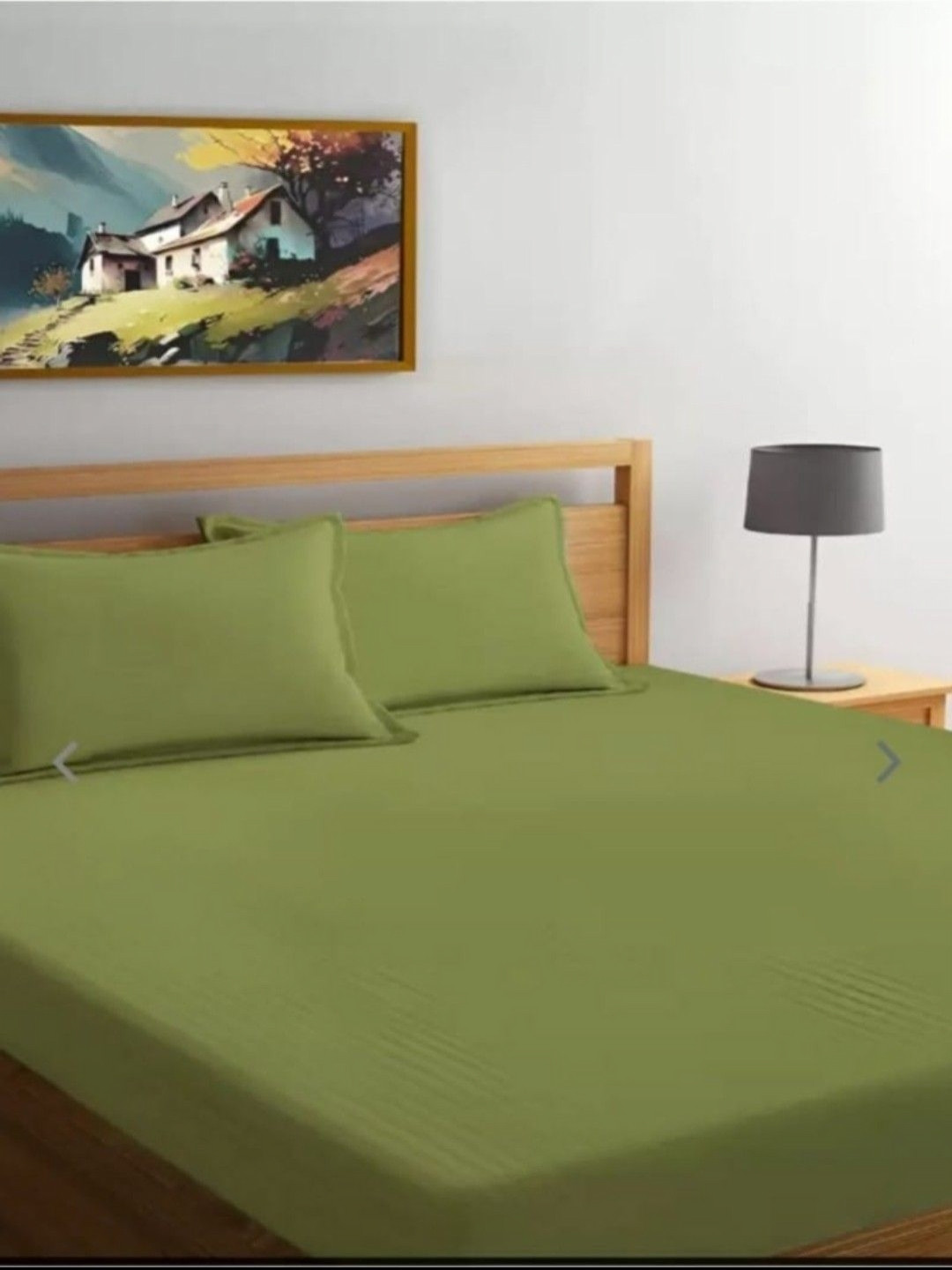 Hammer Home Green Striped 300 TC Super King Bedsheet Set - 2.74 x 2.74 m