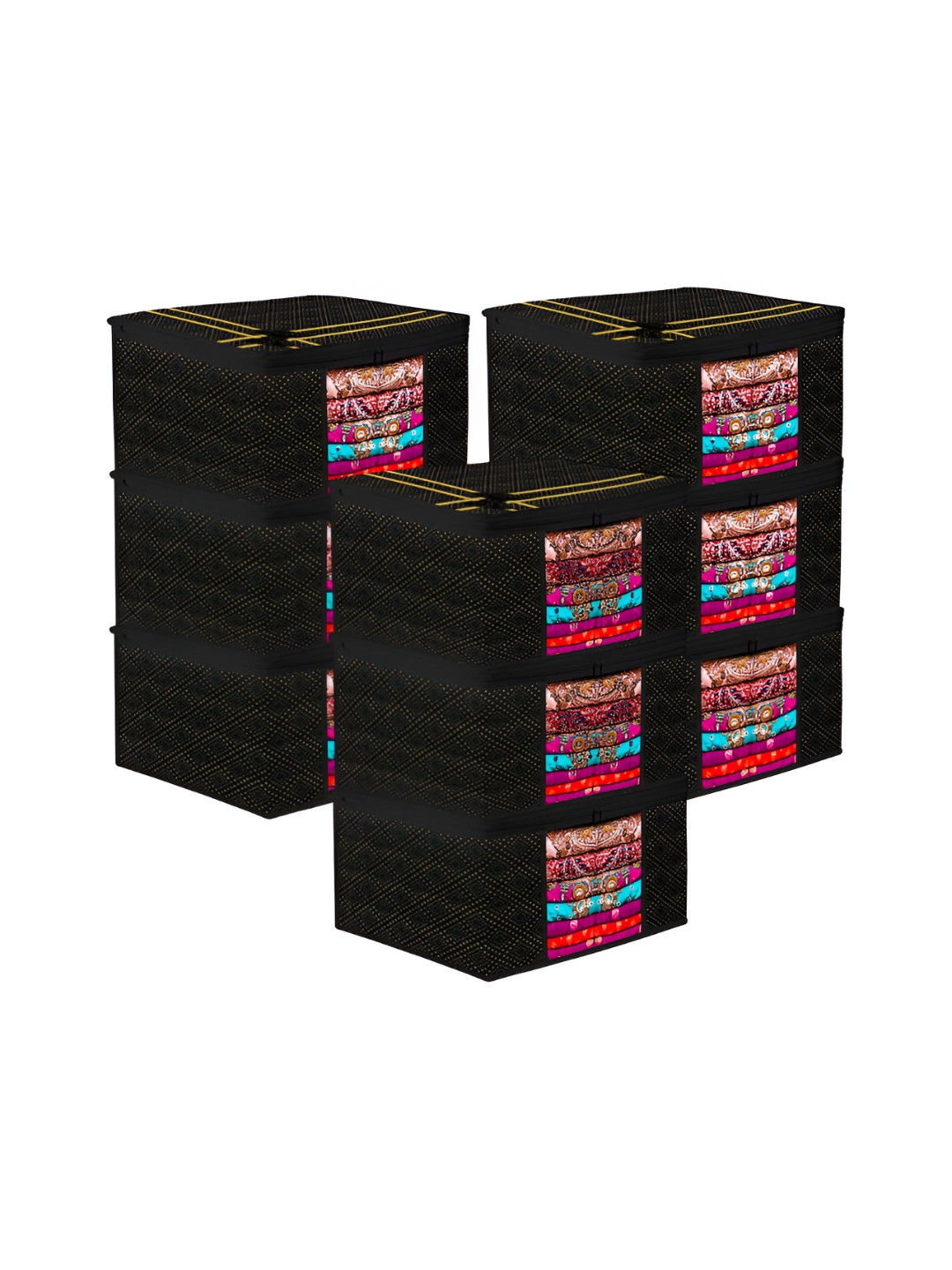 Aura Black & Gold Toned 9 Pieces Printed Saree Cover Organisers