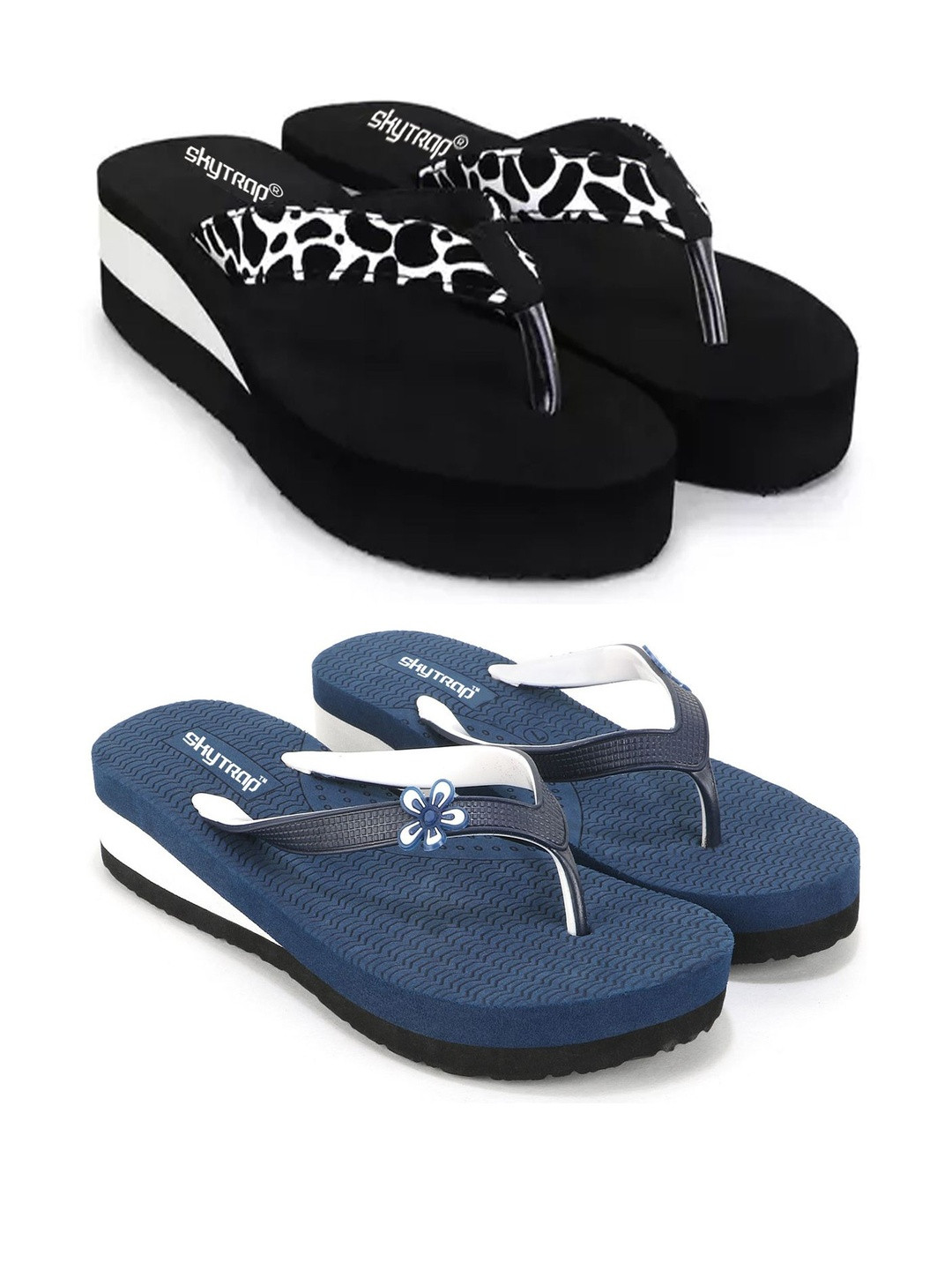 Skytrap Women Set Of 2 Printed Thong Flip-Flops