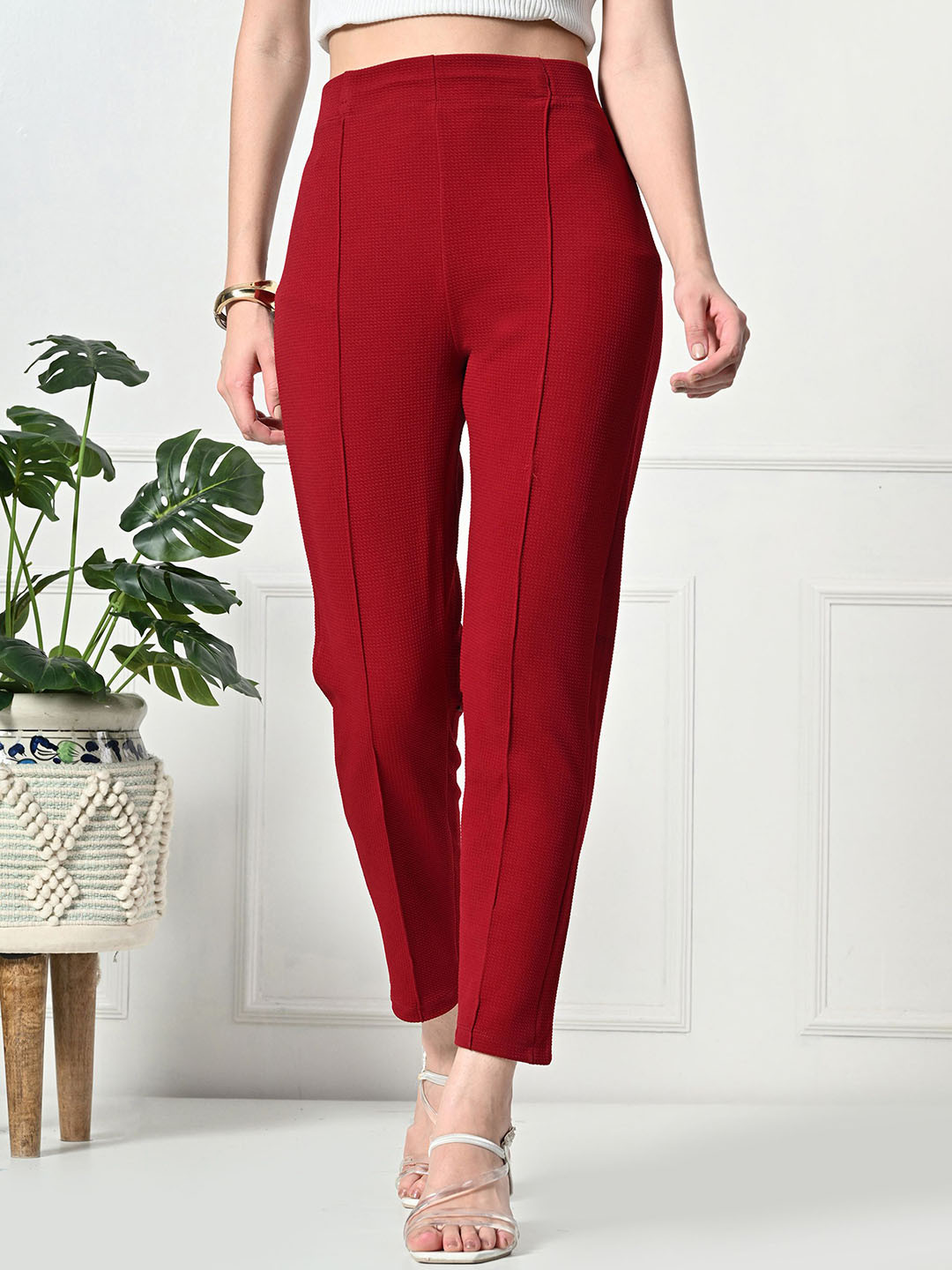 Brainbees Women Smart Skinny Fit High-Rise Trousers