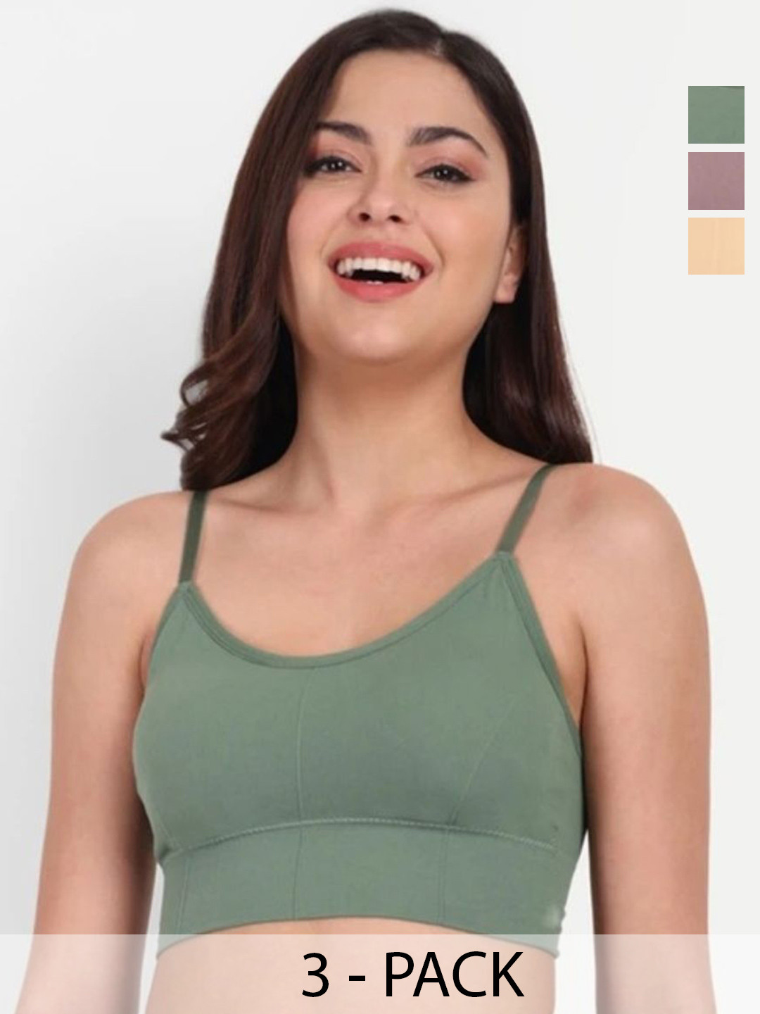 A K FASHION8855 Pack Of 3 Full Coverage All Day Comfort Lightly Paded Sports Bralette Bras