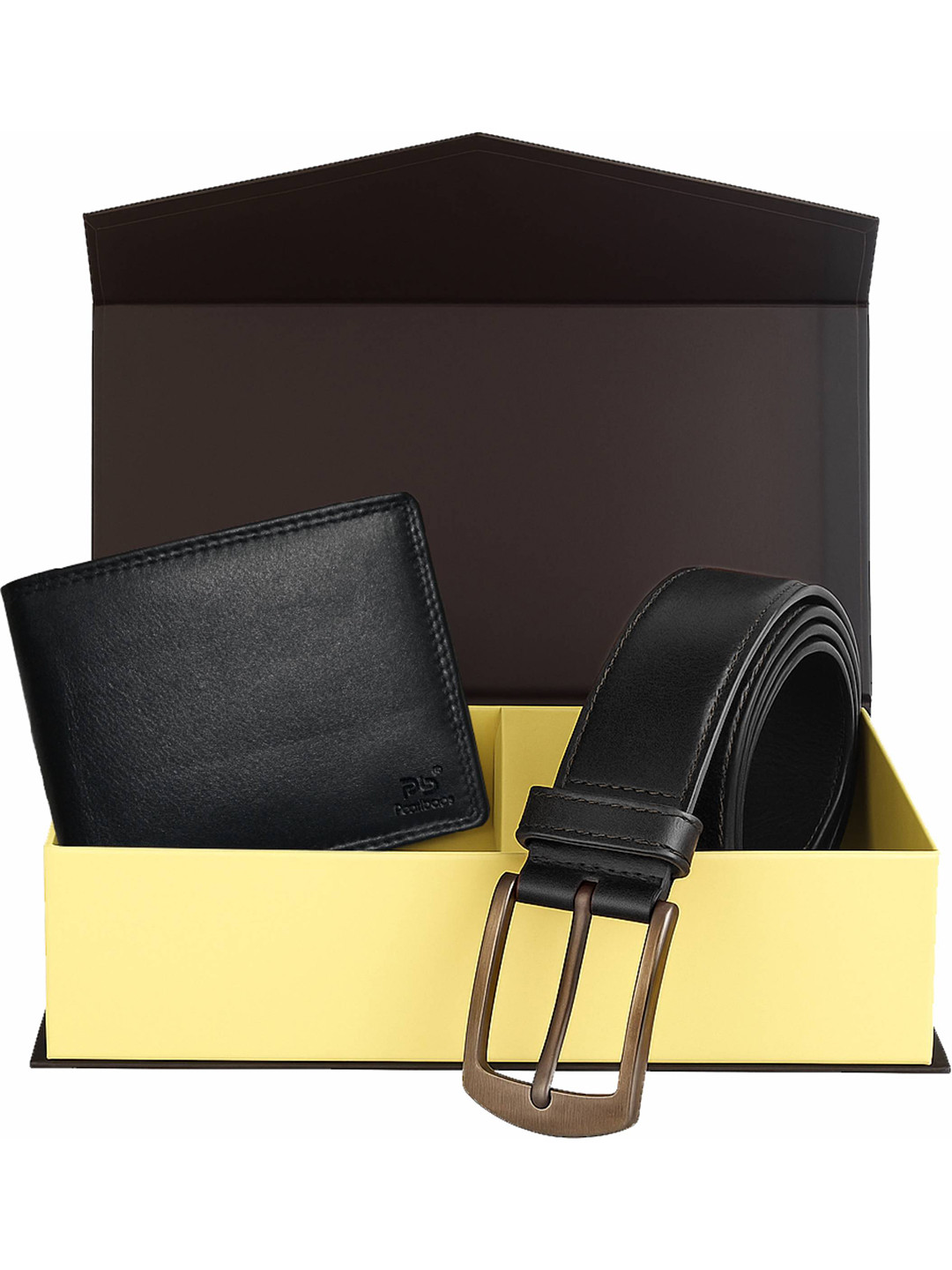 PB Pearlbags Men Genuine Leather Bi- Fold 4 Card Slots Wallet And Belt Combo