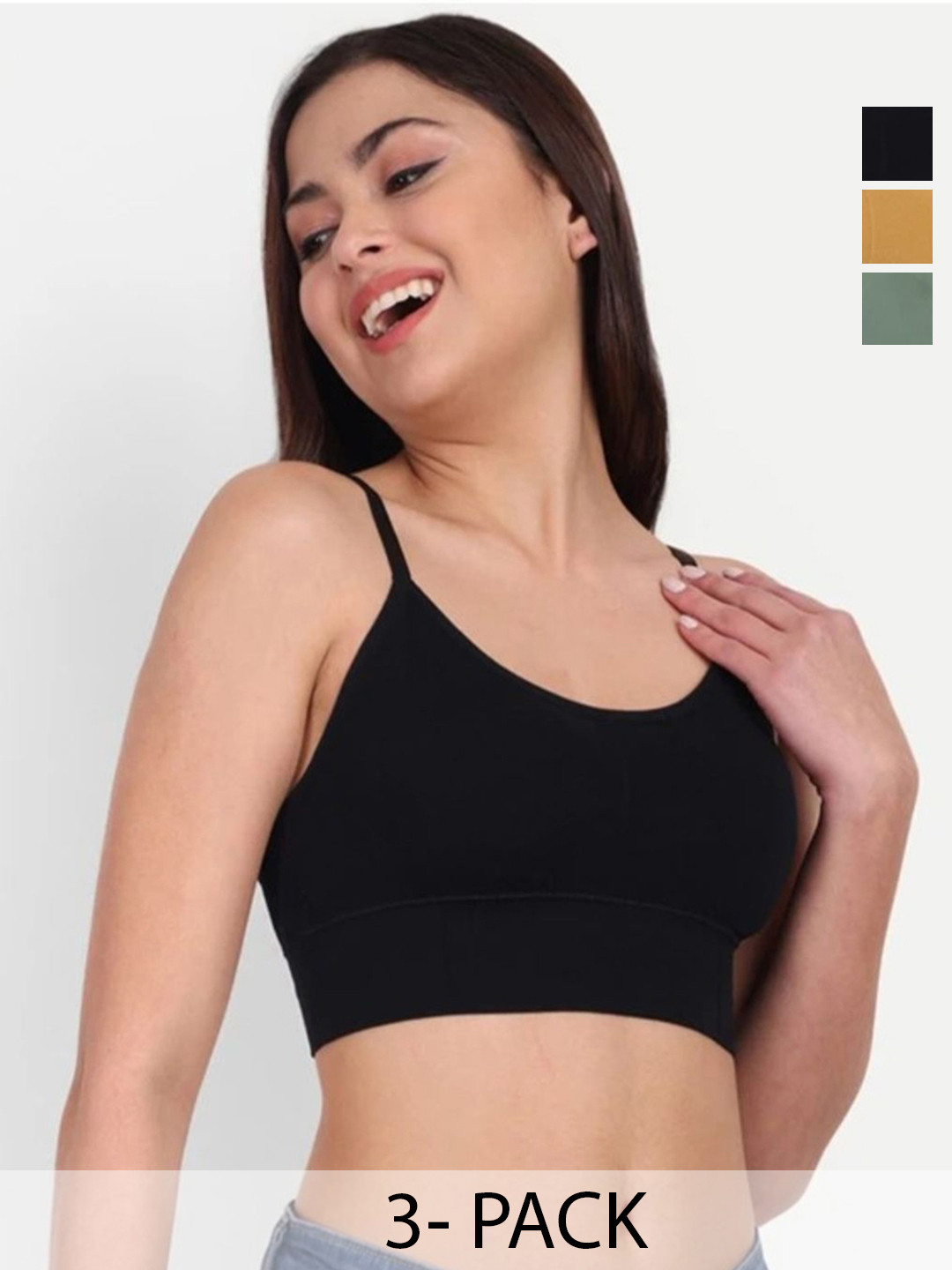 THE SHINE COLLECTION Pack of 3 Dry Fit Full Coverage Lightly Padded Sports Bras