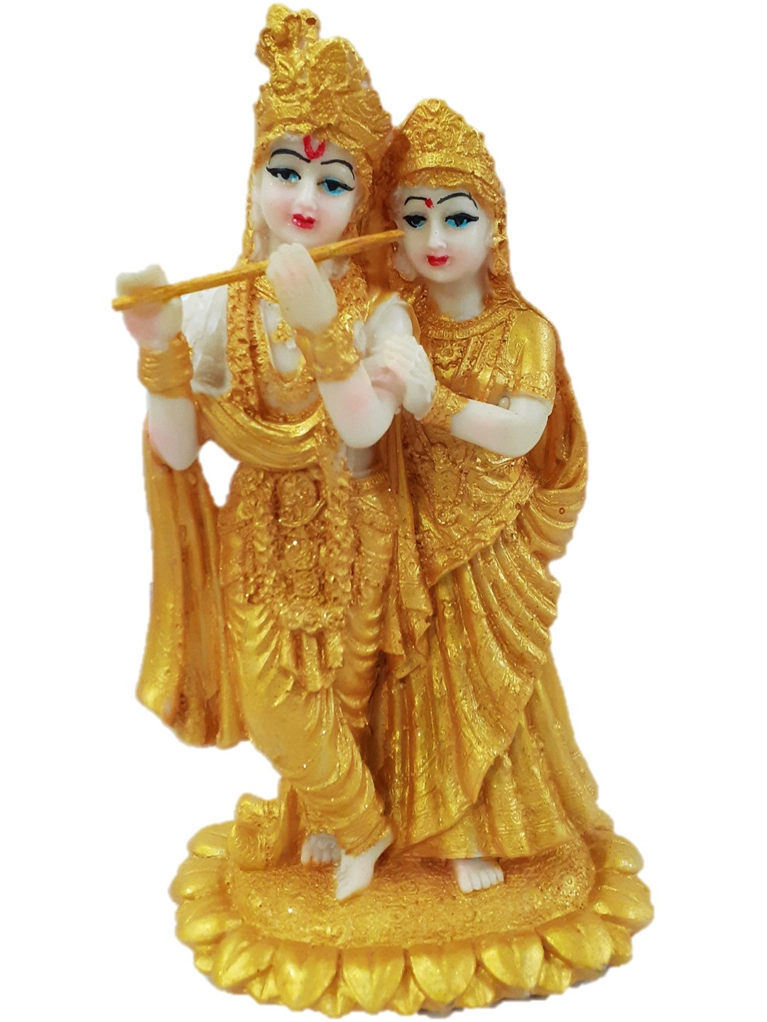 Afterstitch Golden Polyresin Radha Krishna Murti Idol Ethnic Showpiece