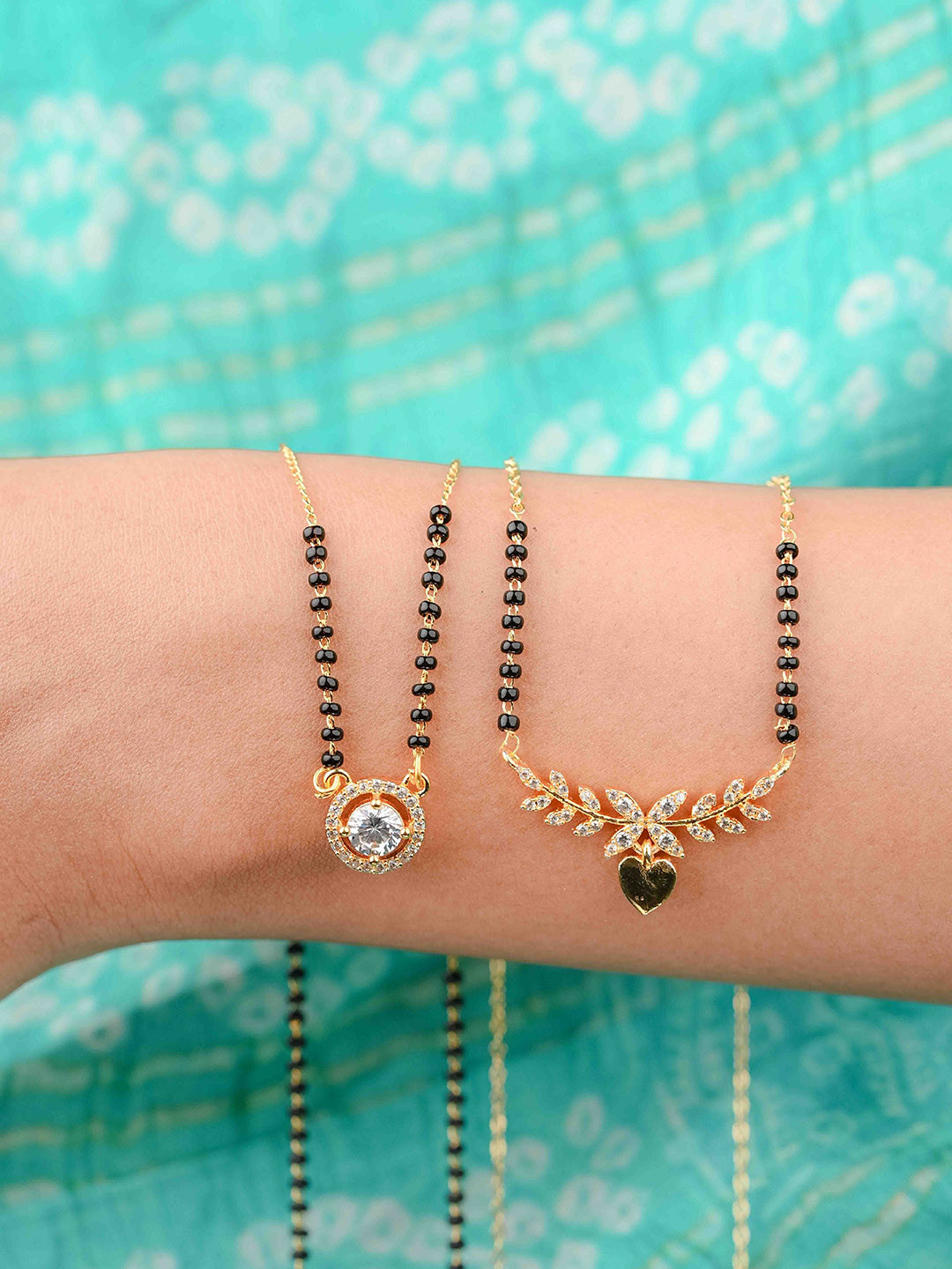 Zeraki Jewels Nora & Emily Nora 2 Gold-Plated Stone Studded & Beaded Emily Mangalsutras