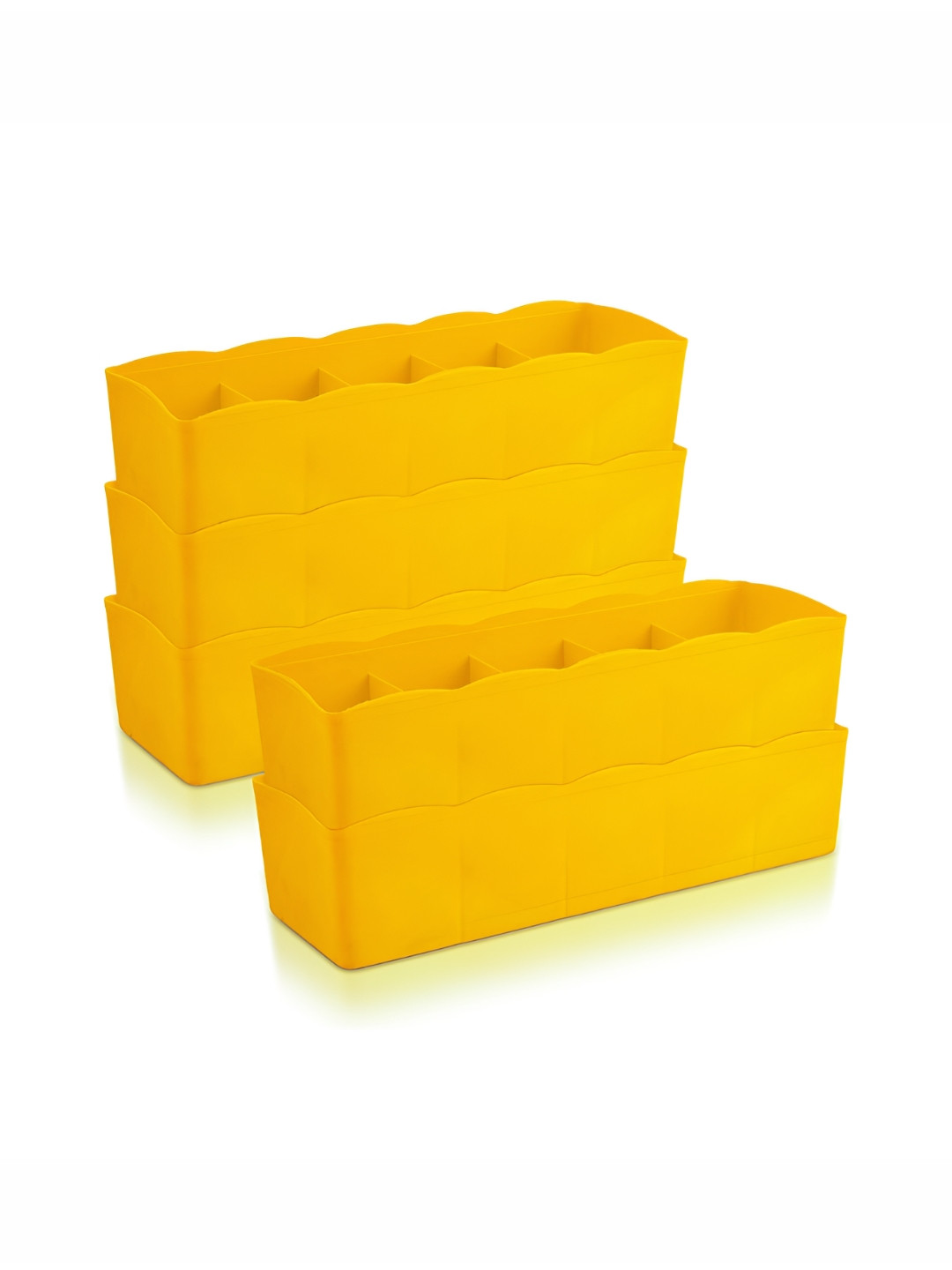 Aura Yellow 5 Pieces 5 Grid Desk Organisers