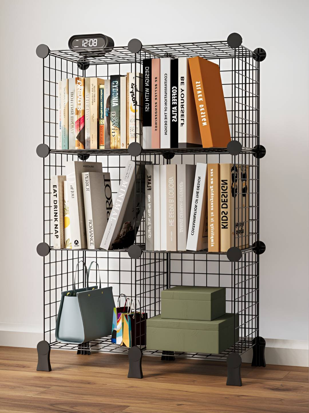 BOXJOY Black 6-Tier Modular Book Shelf