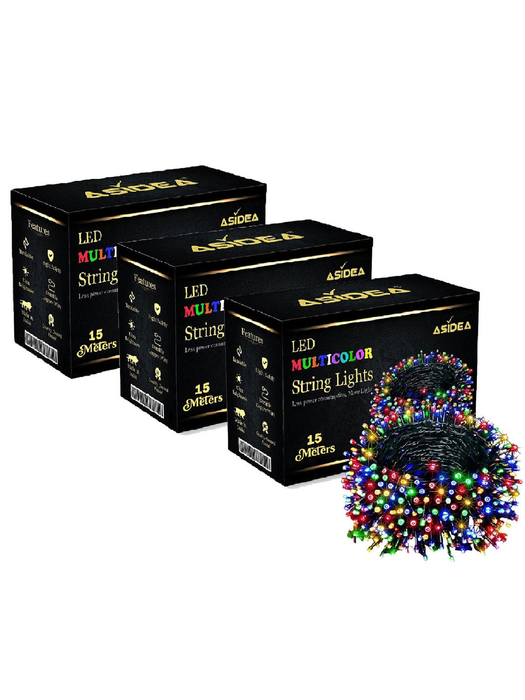ASIDEA Multicolor Set of 3 15 Meter Diwali String Light