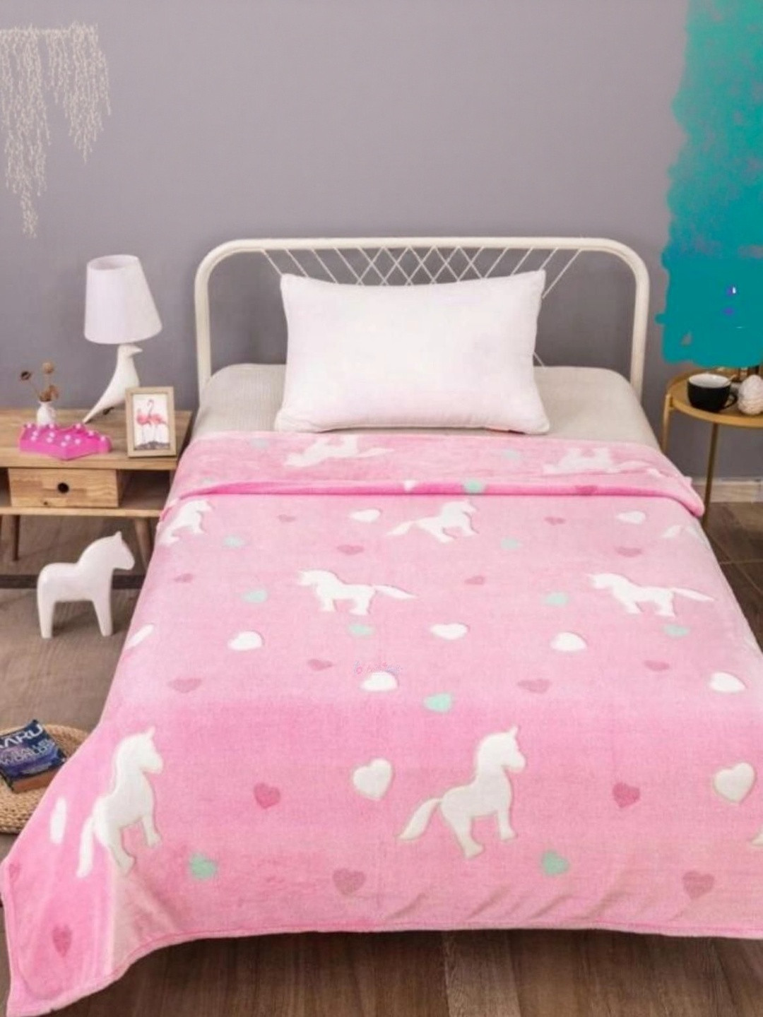 Reexplore 300 GSM Pink Cartoon Characters Microfiber Single Bed Blanket