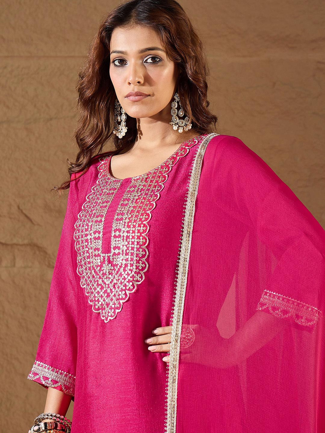 VredeVogel Women Ethnic Motifs Embroidered Regular Kurta with Trousers & Dupatta