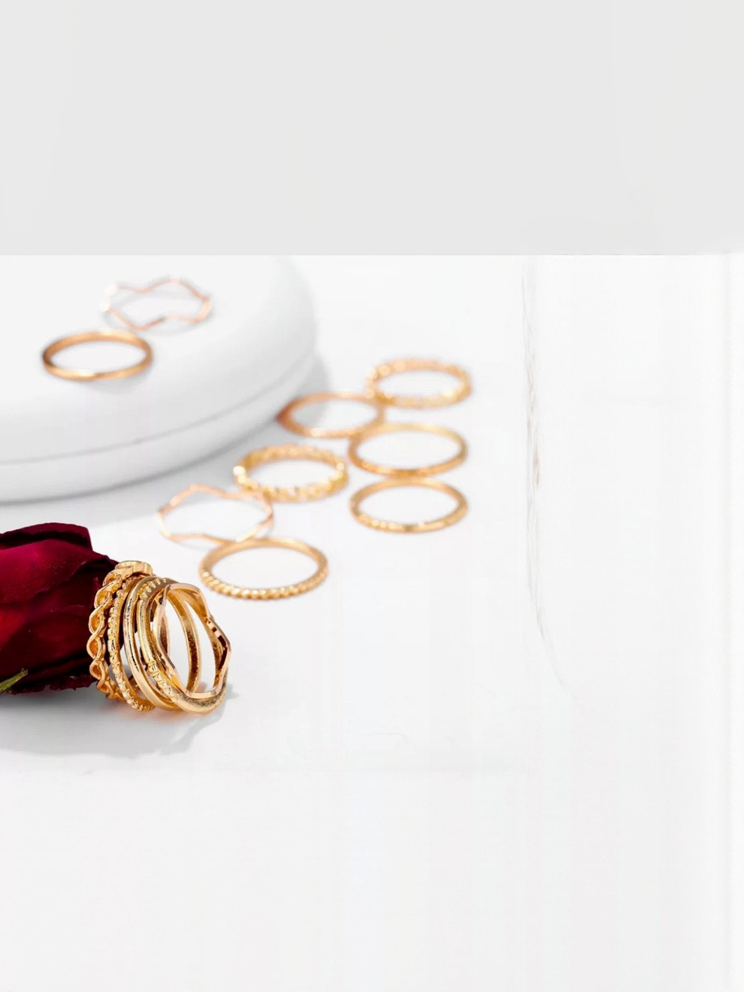 DressBerry Women 14 Pcs Gold-Plated Alloy Finger Rings