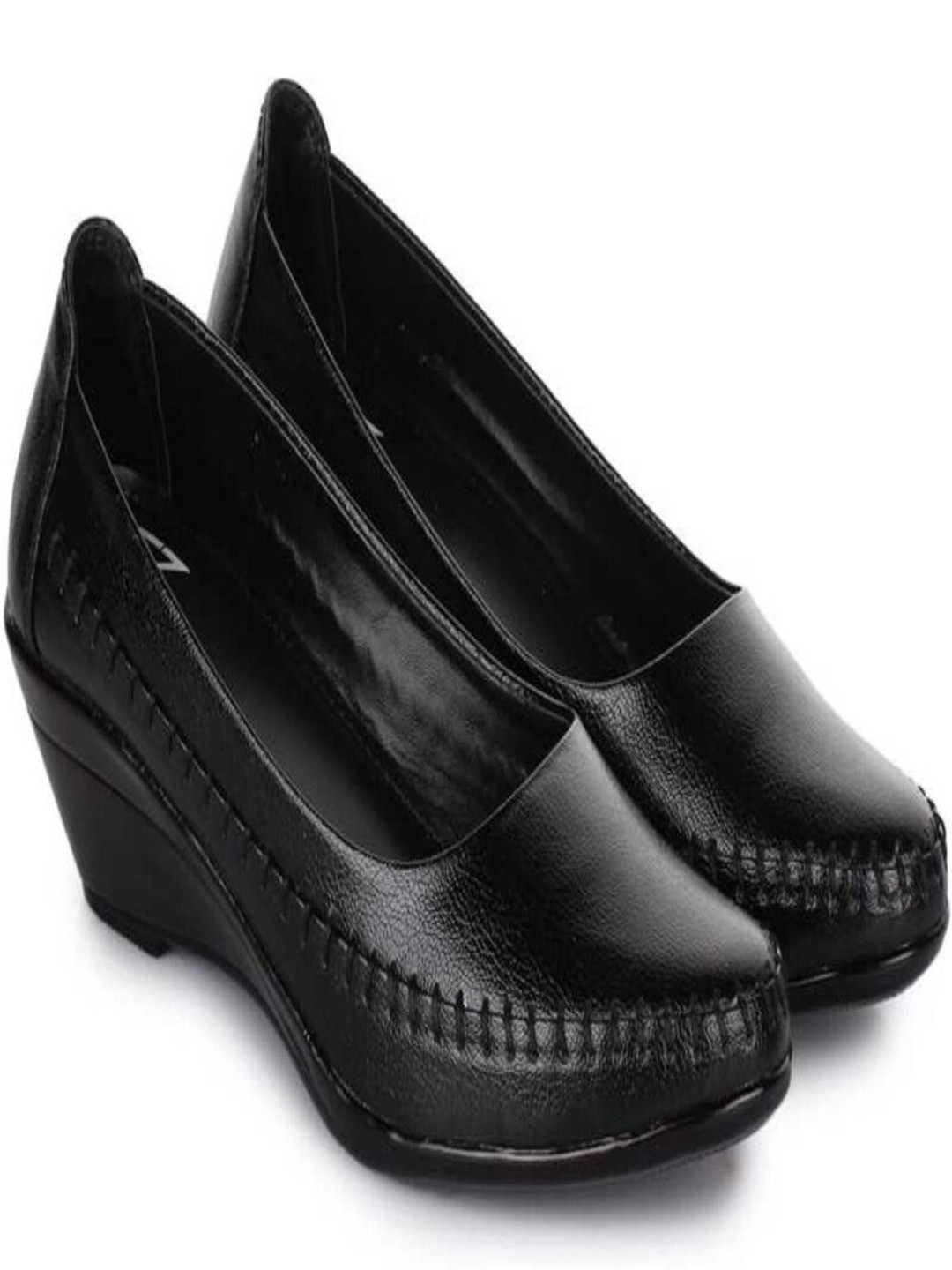 banuchi Women Black Wedge Heels Pumps