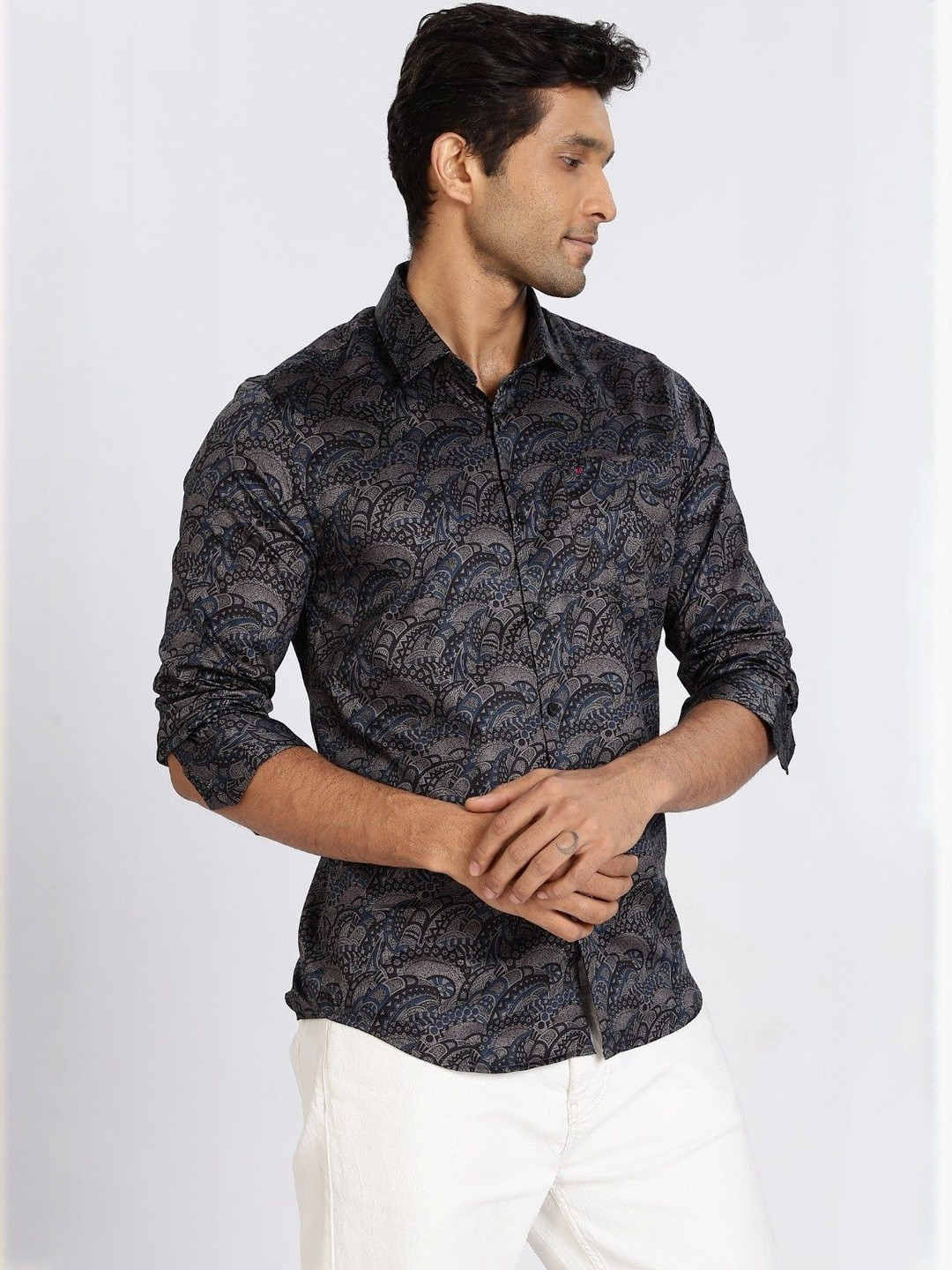 COOL COLORS Men Blue Printed Cotton  Casual Shirts