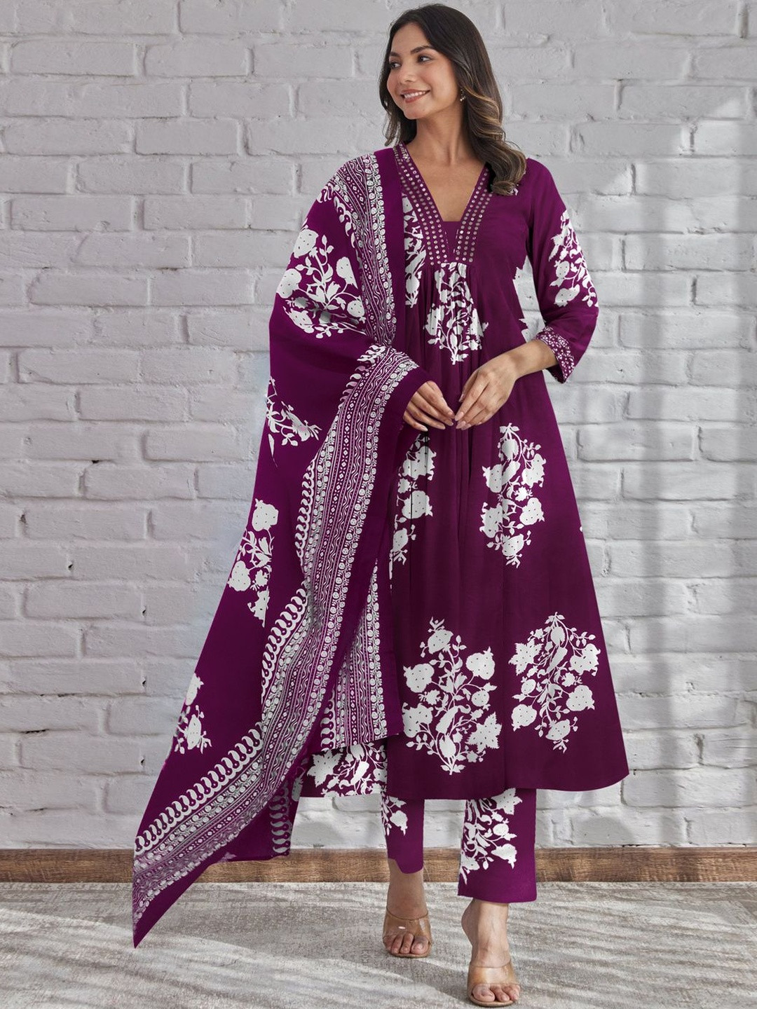 KALINI Women Printed Viscose Rayon Kurta Sets With Dupatta