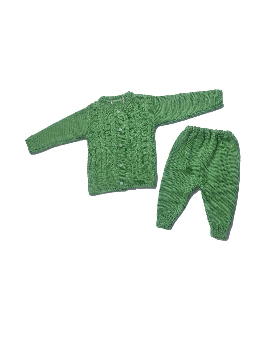Cute Collection Unisex Kids Green Striped Woolen Cardigan