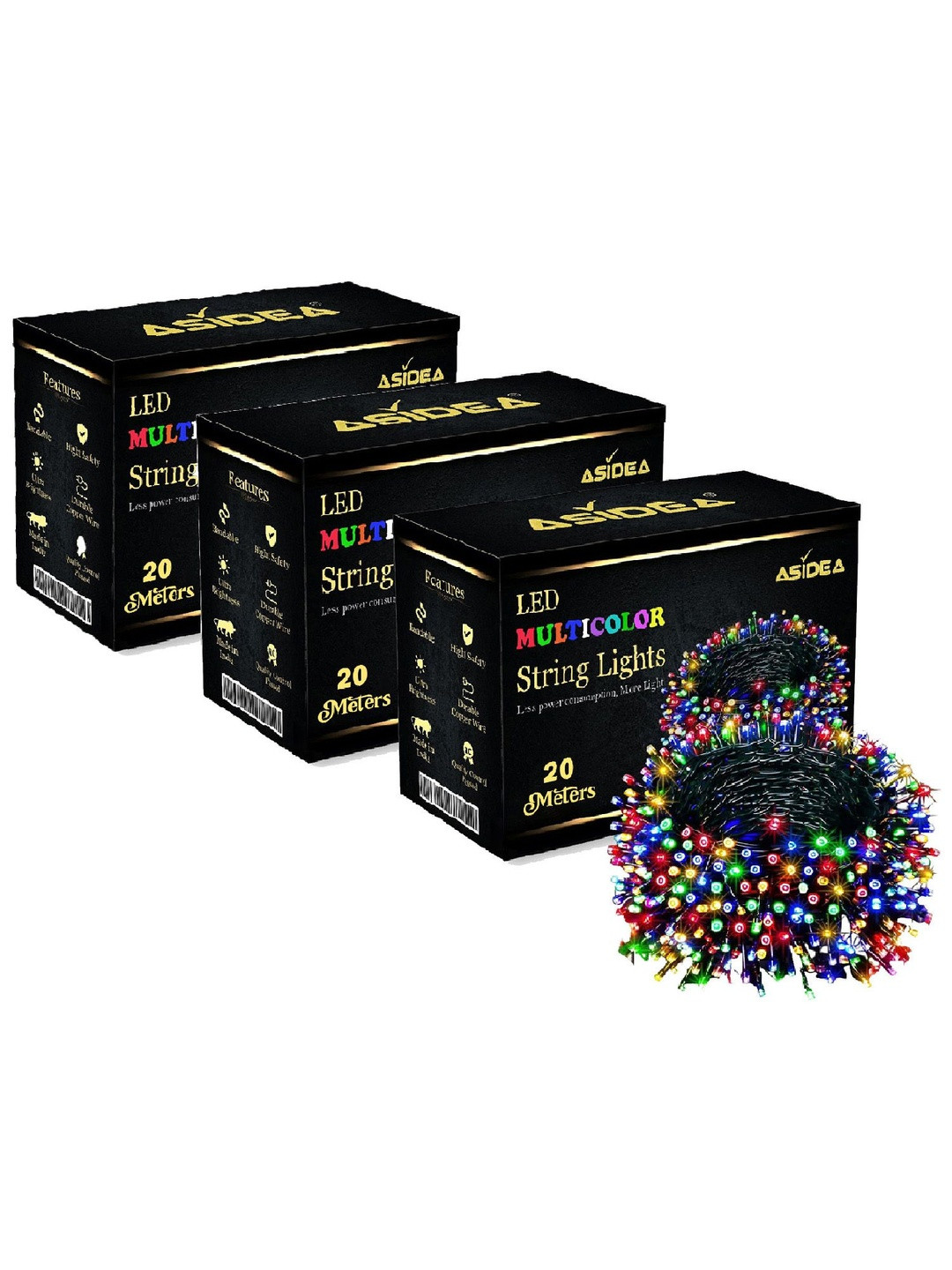 ASIDEA Multicolor Set of 3 15 Meter Diwali String Light