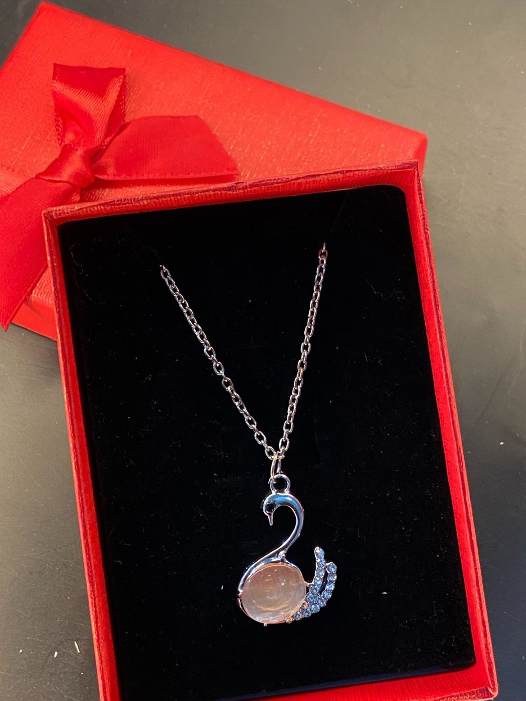 Psight Golden Yellow Stone Swan Pendant Necklace